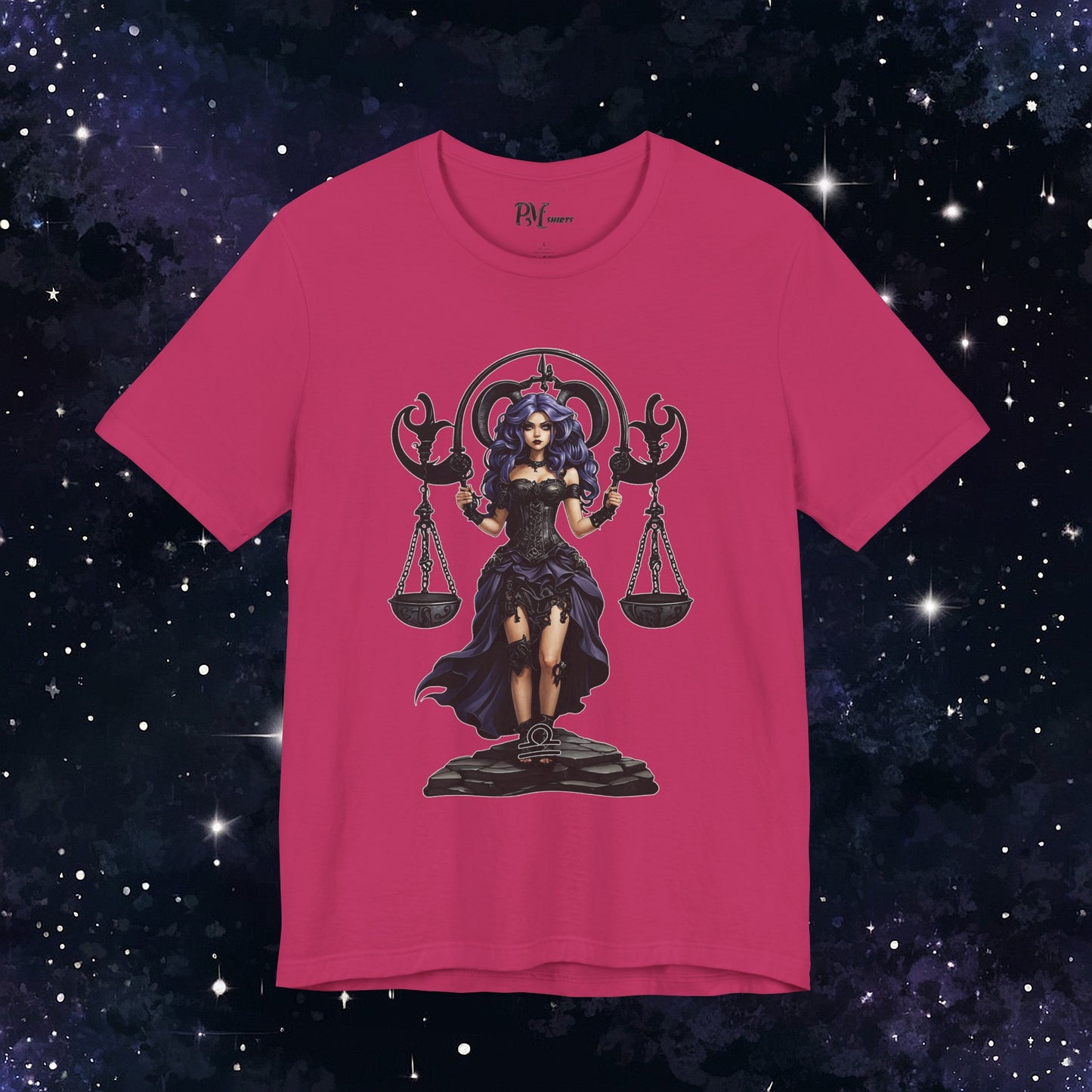 Gothic Libra Zodiac T-Shirt: Dark Style Graphic Tee (Bella Canvas 3001)