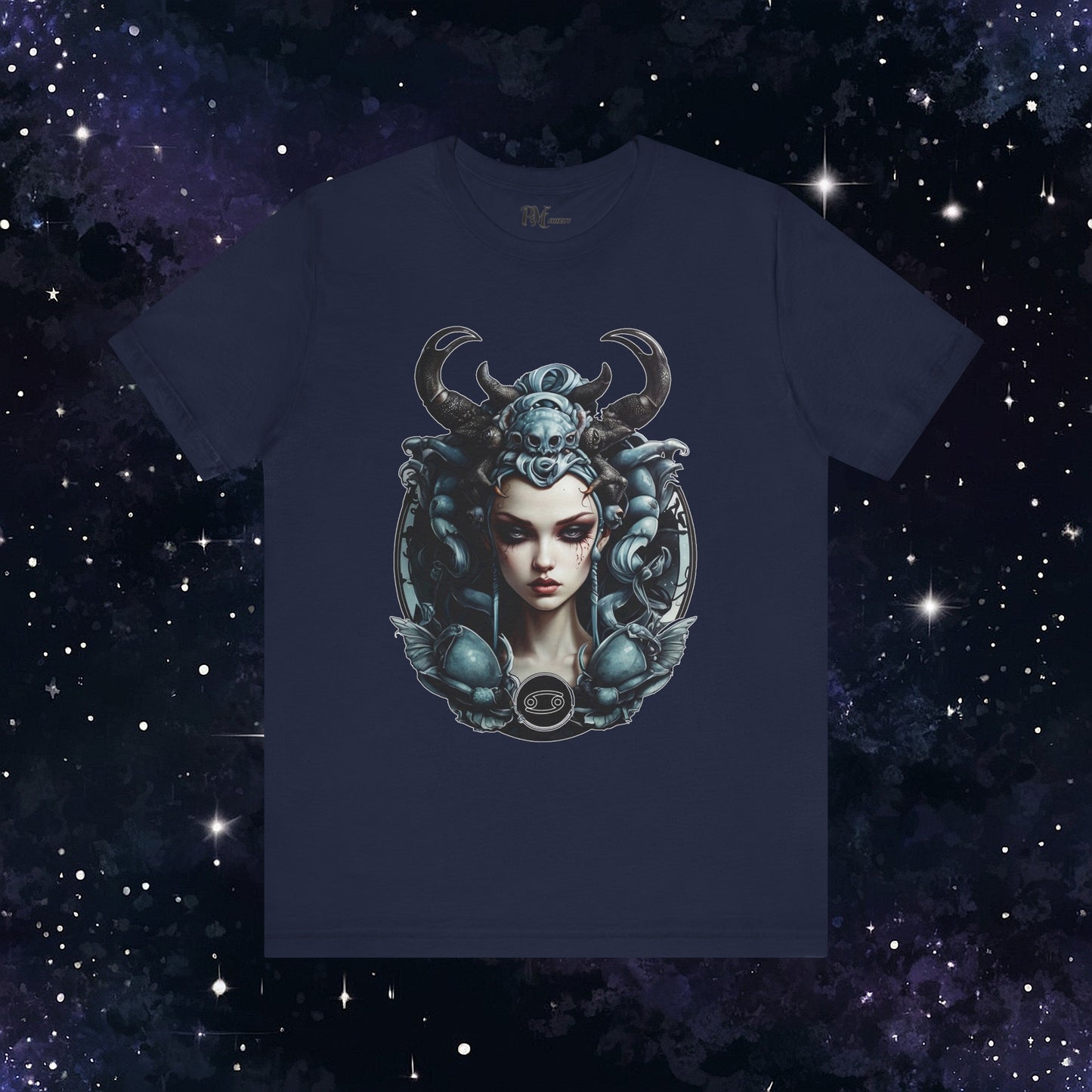 Gothic Cancer Zodiac T-Shirt - Dark Style with Symbol (Bella Canvas 3001)