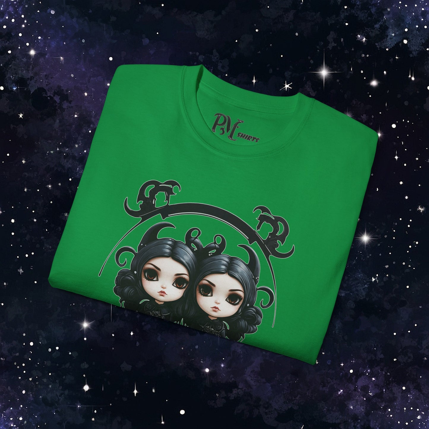 Gothic Gemini Zodiac T-Shirt: Dark Style Graphic Tee (Gildan 2000)