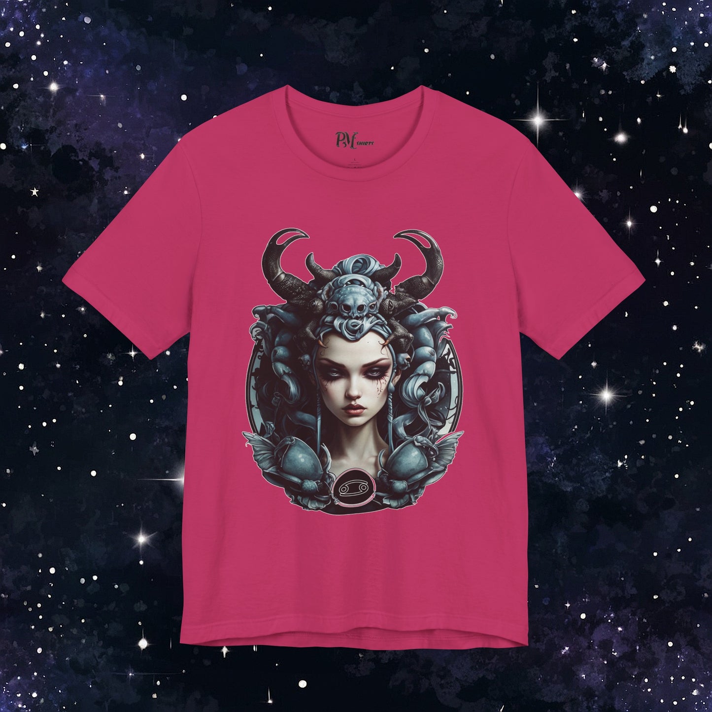 Gothic Cancer Zodiac T-Shirt - Dark Style with Symbol (Bella Canvas 3001)