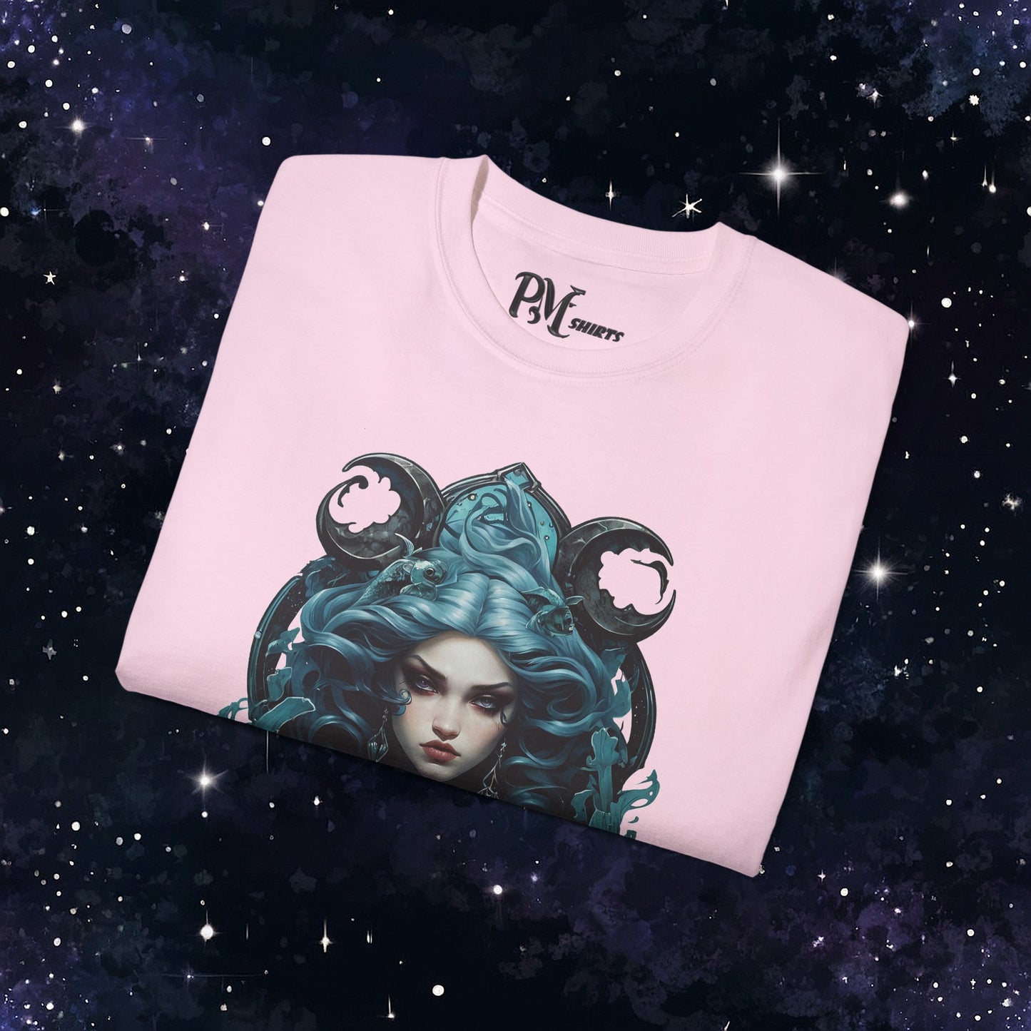 Gothic Pisces Zodiac T-Shirt: Dark Style Graphic Tee (Gildan 2000)