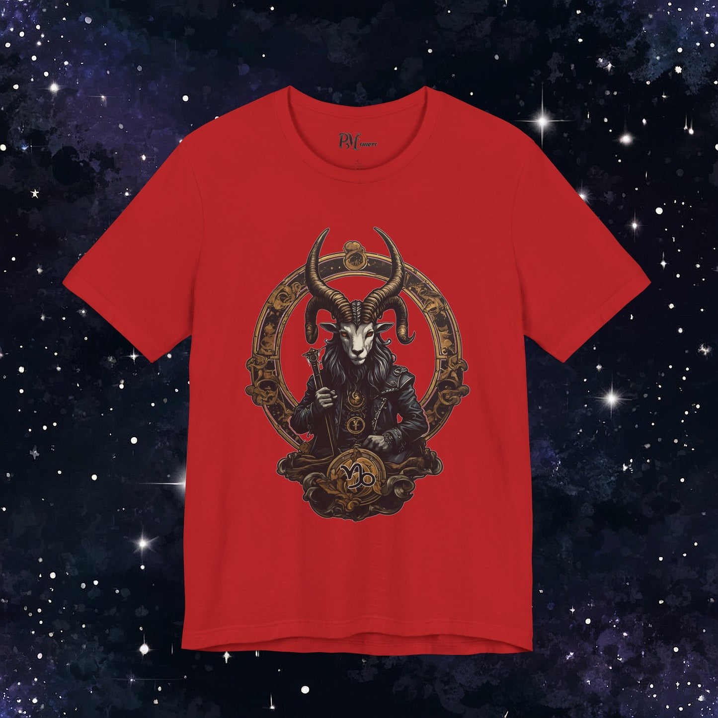 Gothic Capricorn Zodiac T-Shirt - Dark Style with Symbol (Bella Canvas 3001)