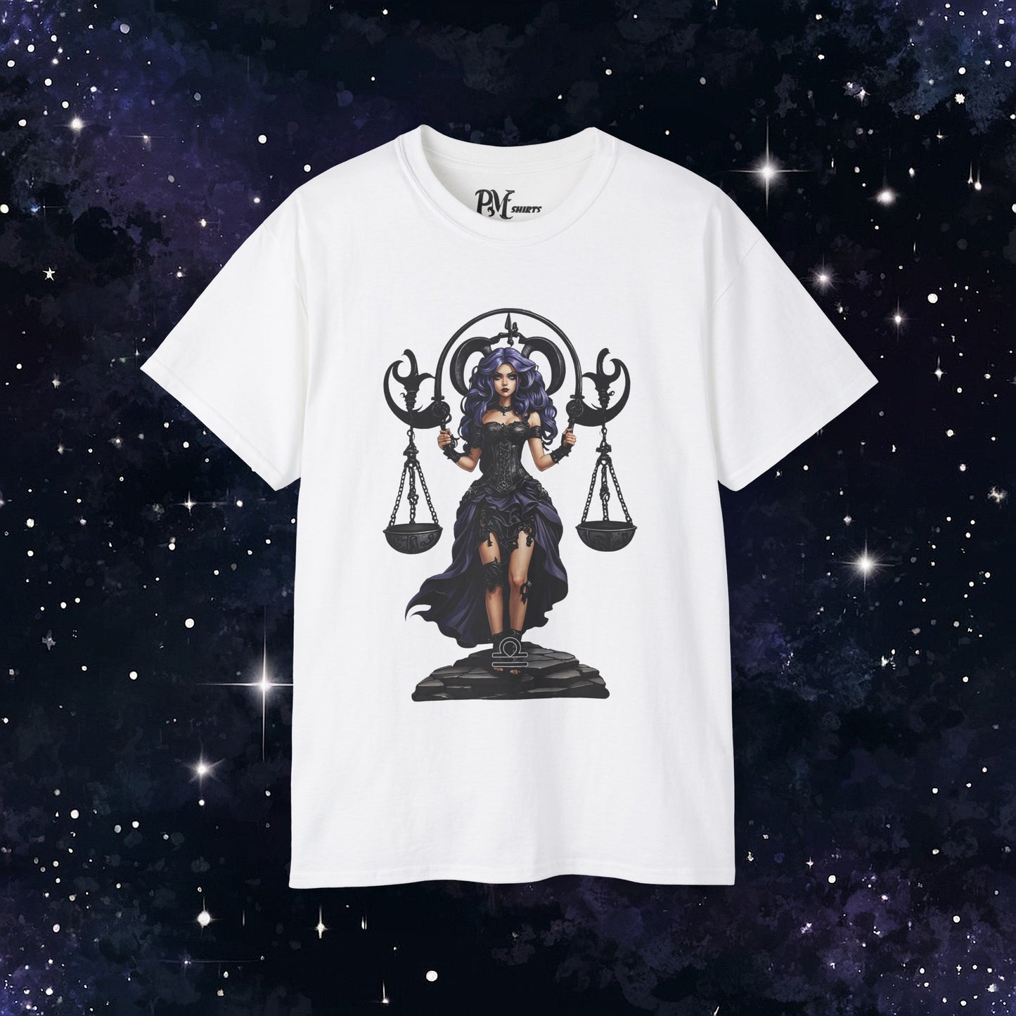 Gothic Libra Zodiac T-Shirt: Dark Style Graphic Tee (Gildan 2000)