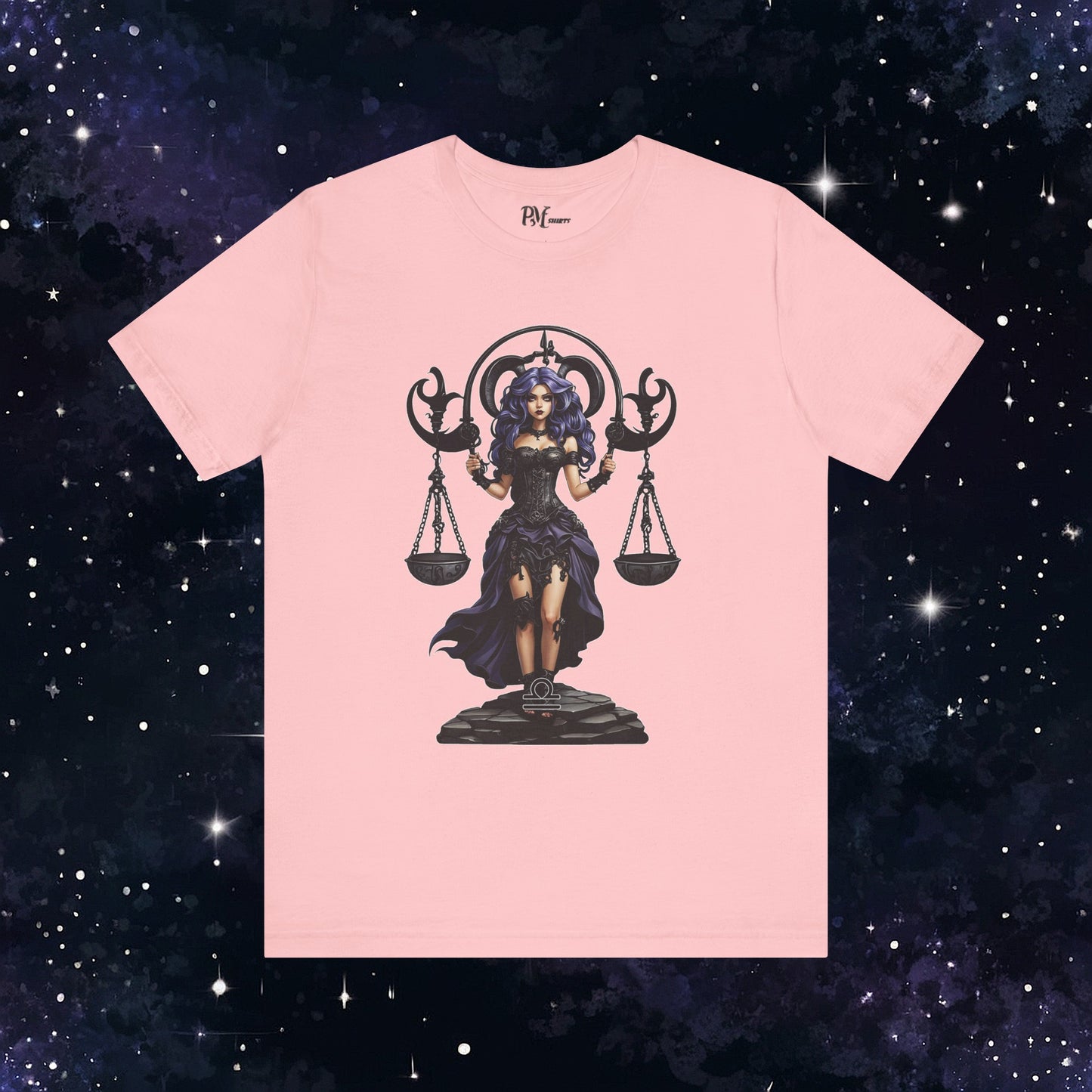 Gothic Libra Zodiac T-Shirt: Dark Style Graphic Tee (Bella Canvas 3001)