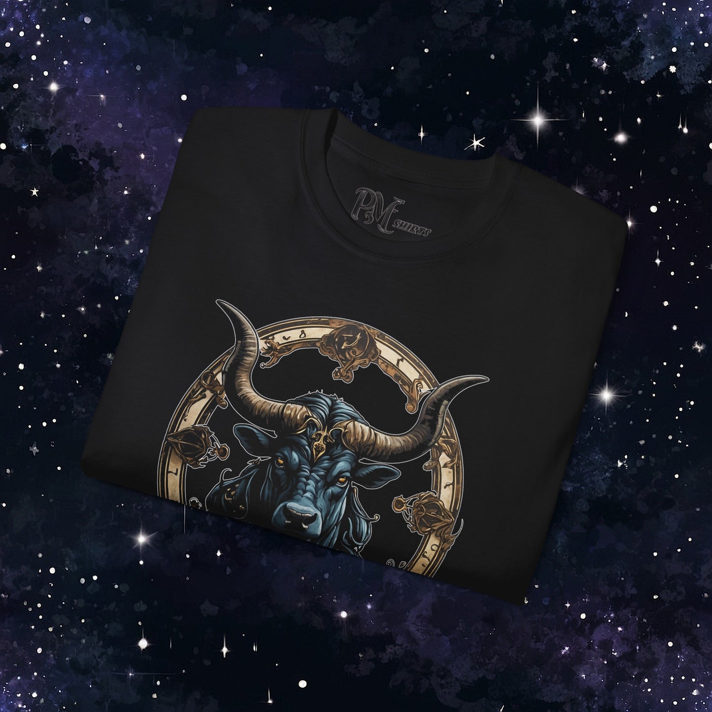 Gothic Taurus Zodiac T-Shirt: Dark Style Graphic Tee (Gildan 2000)