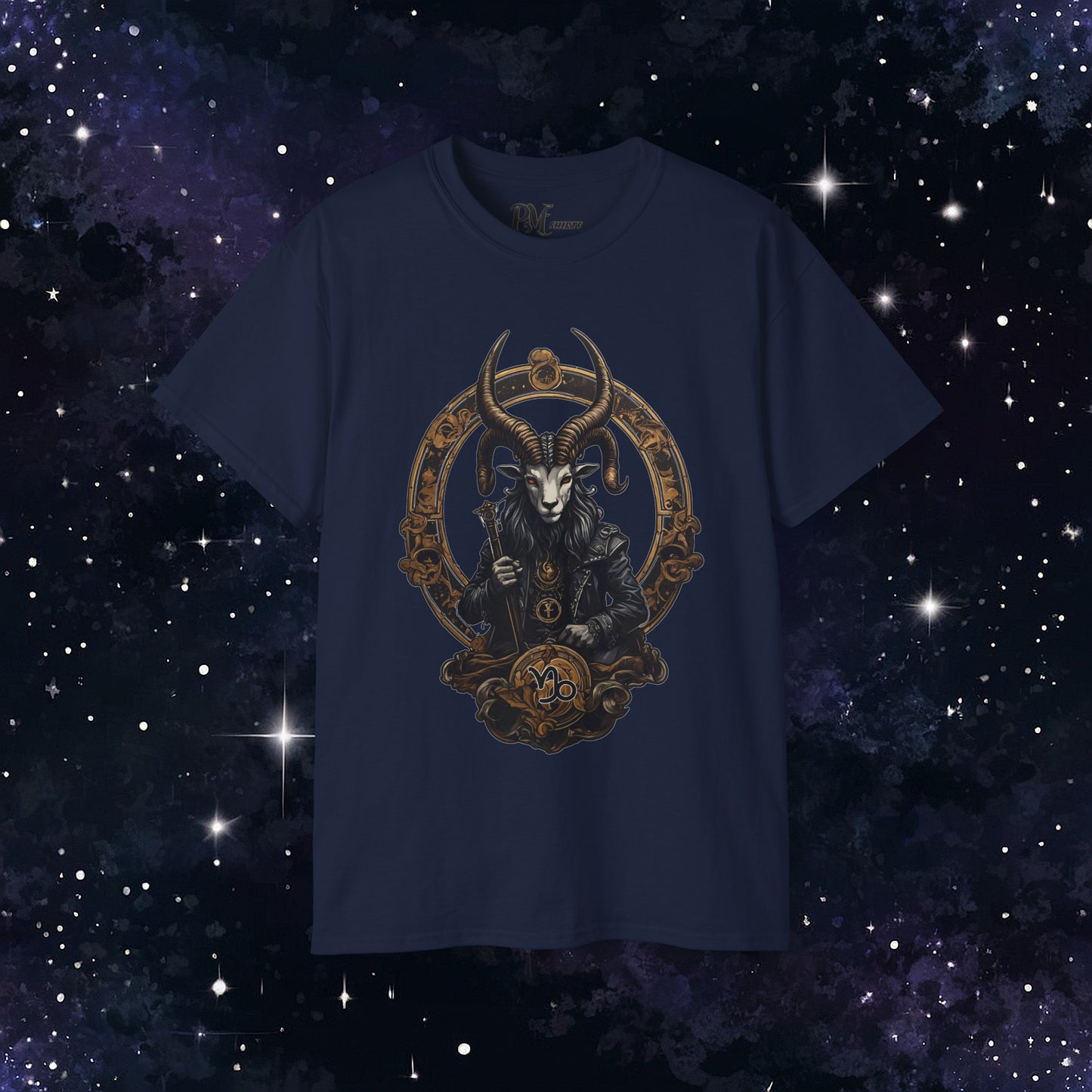 Gothic Capricorn Zodiac T-Shirt - Dark Style with Symbol (Gildan 2000)