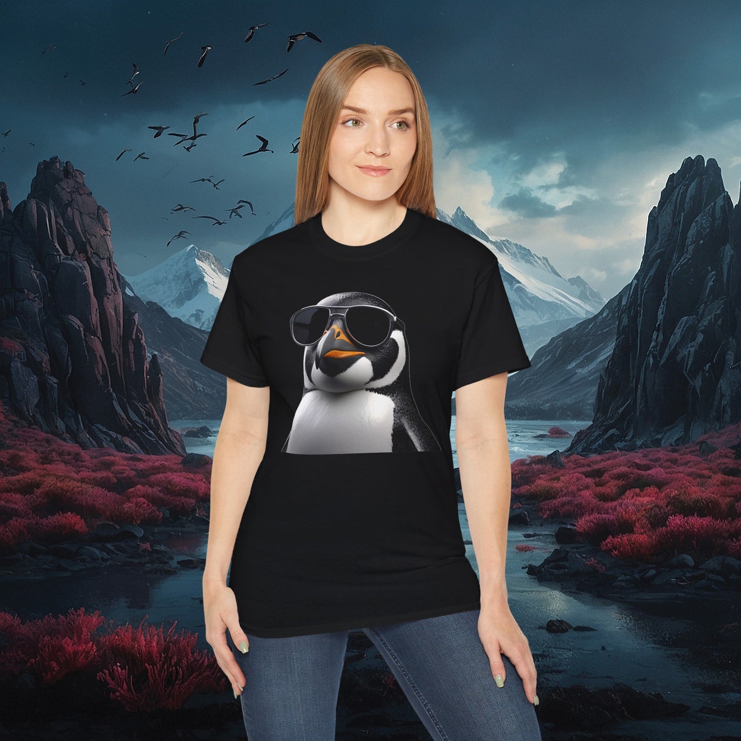 Gothic Penguin T-Shirt: Dark Style Tee (Gildan 2000)