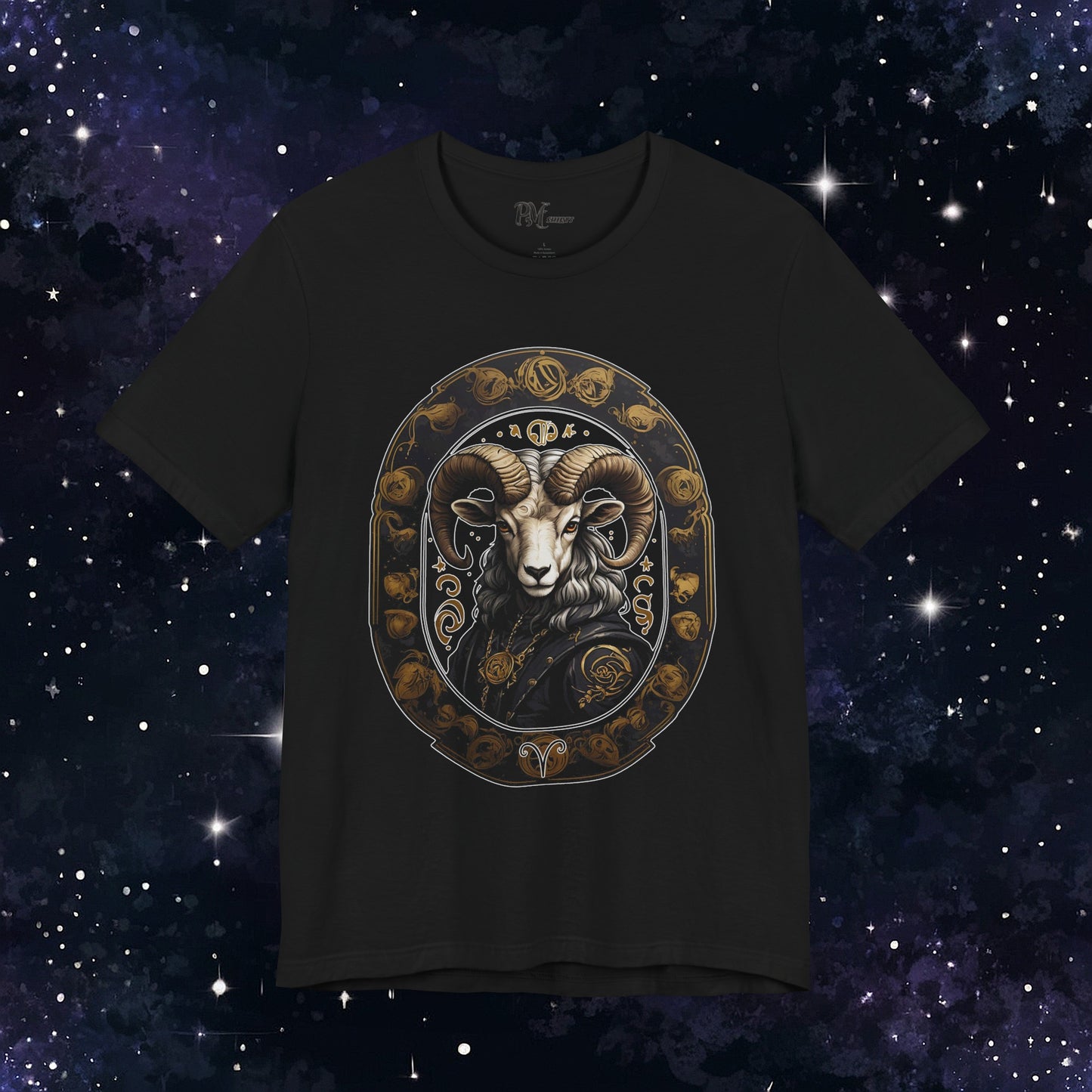 Gothic Aries Zodiac T-Shirt: Dark Style Graphic Tee (Bella Canvas 3001)