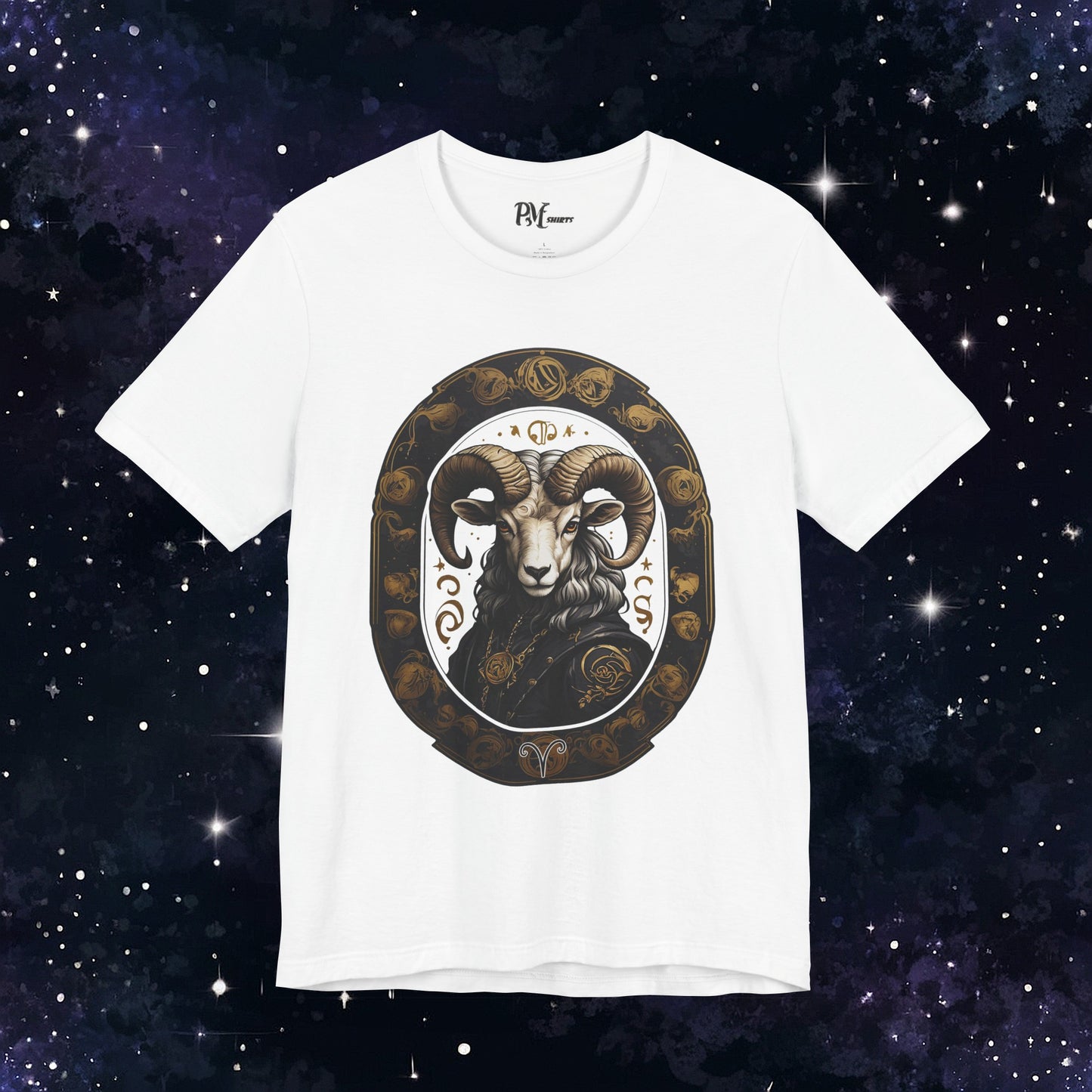 Gothic Aries Zodiac T-Shirt: Dark Style Graphic Tee (Bella Canvas 3001)