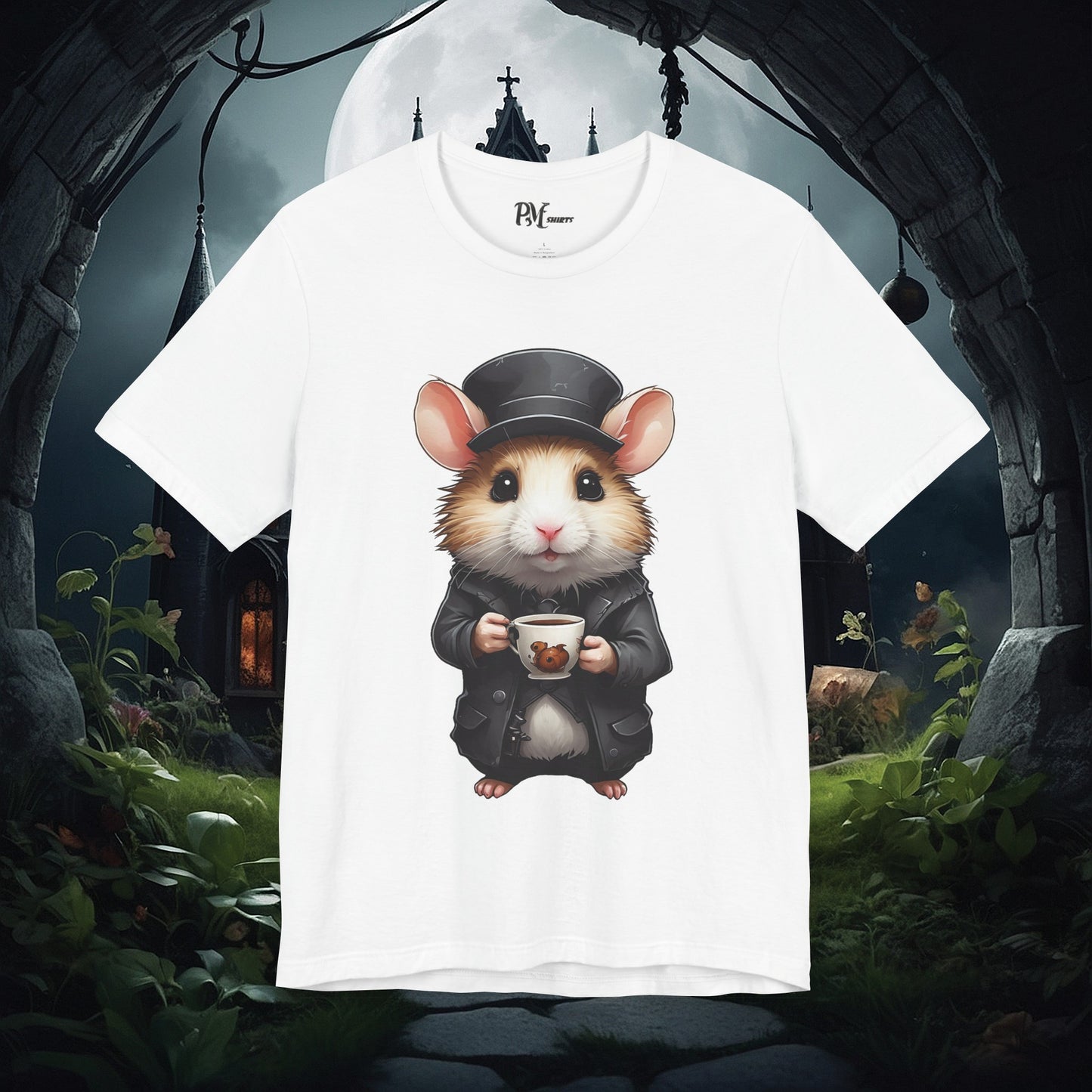 Hamster with Mug Tee (Bella Canvas 3001)