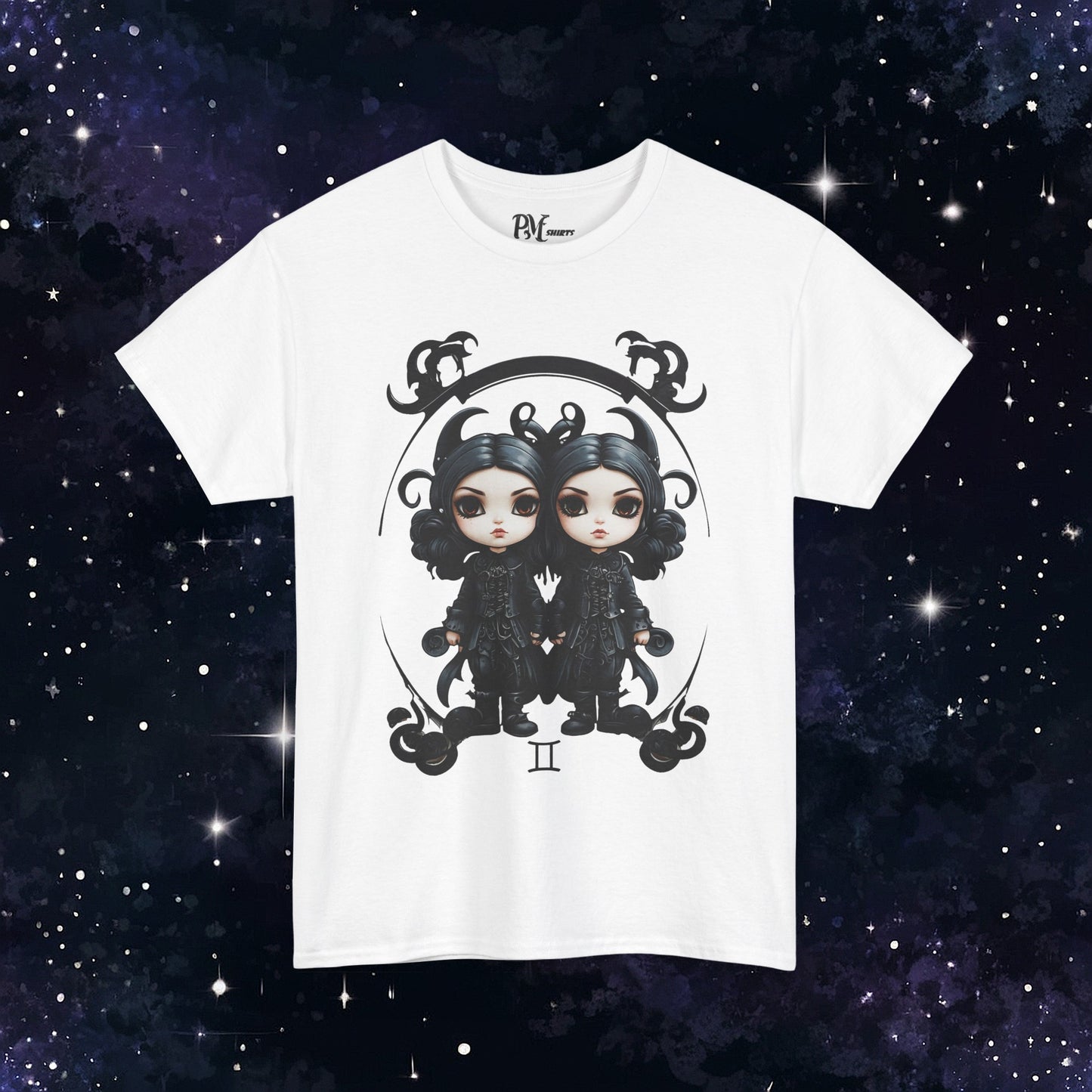 Gothic Gemini Zodiac T-Shirt: Dark Style Graphic Tee