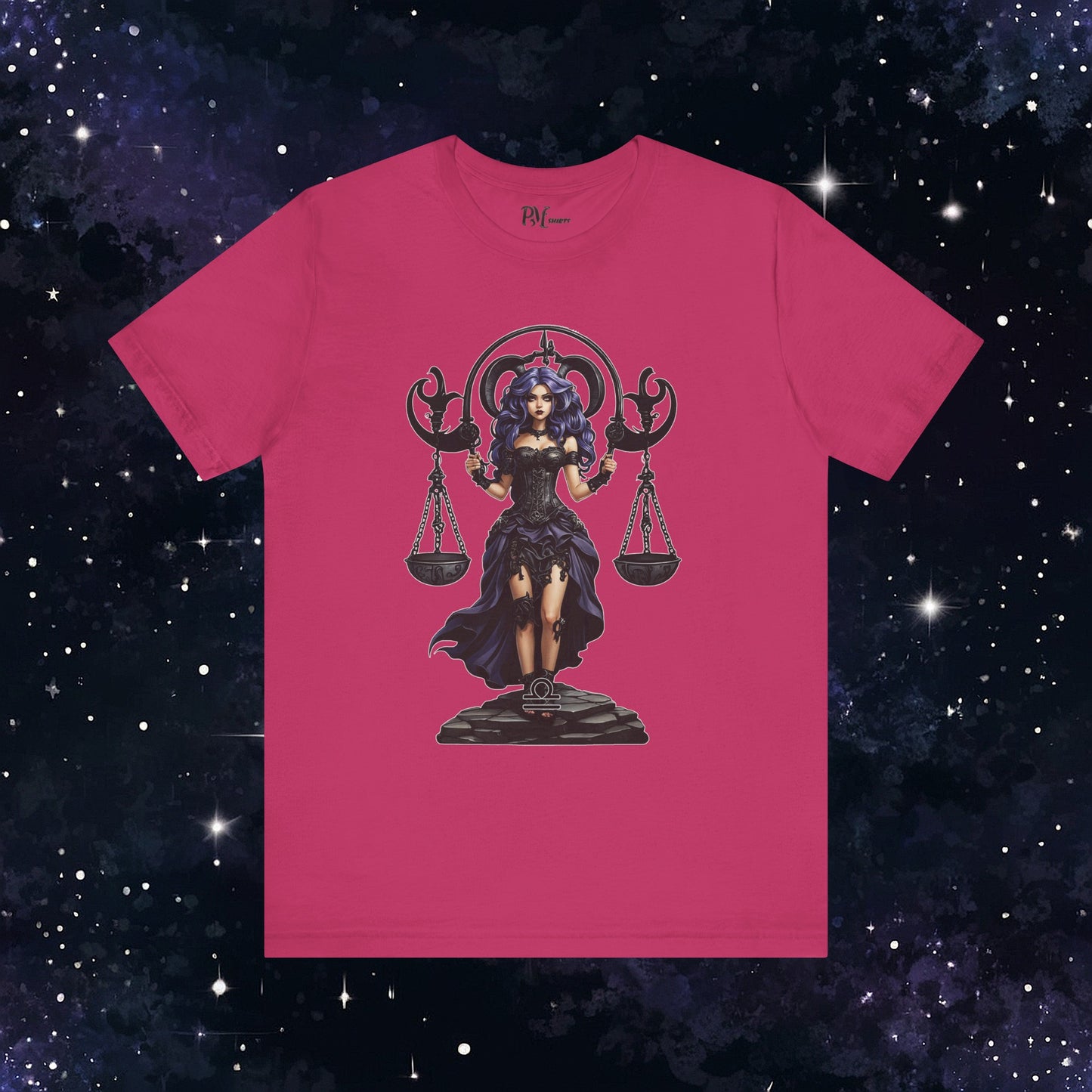 Gothic Libra Zodiac T-Shirt: Dark Style Graphic Tee (Bella Canvas 3001)