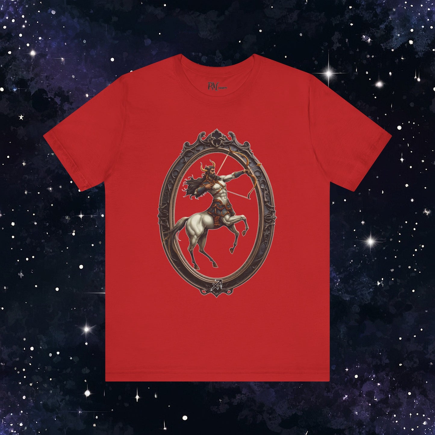 Gothic Sagittarius Zodiac T-Shirt: Dark Style Graphic Tee (Bella Canvas 3001)