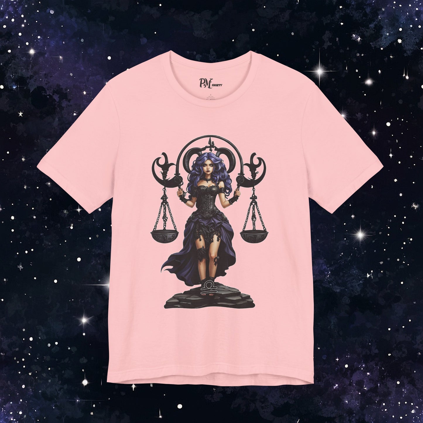 Gothic Libra Zodiac T-Shirt: Dark Style Graphic Tee (Bella Canvas 3001)