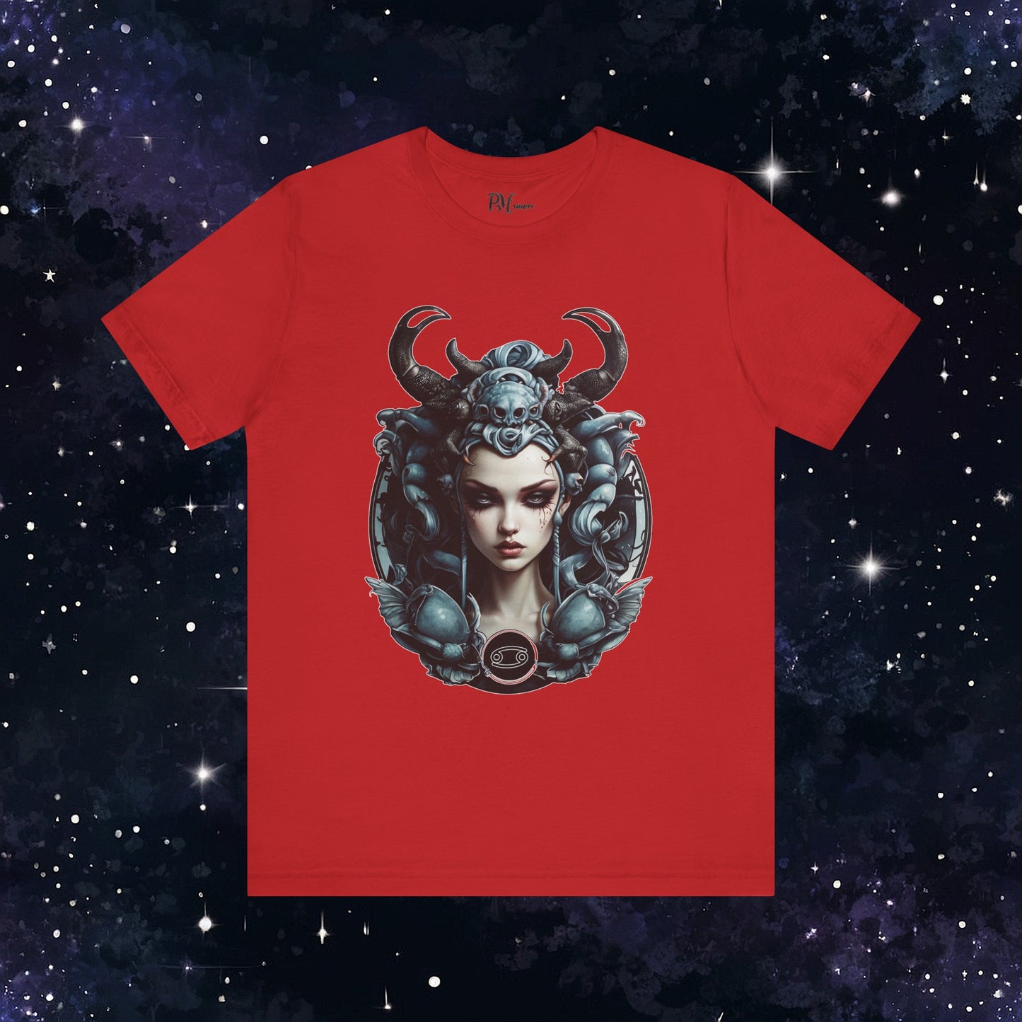 Gothic Cancer Zodiac T-Shirt - Dark Style with Symbol (Bella Canvas 3001)