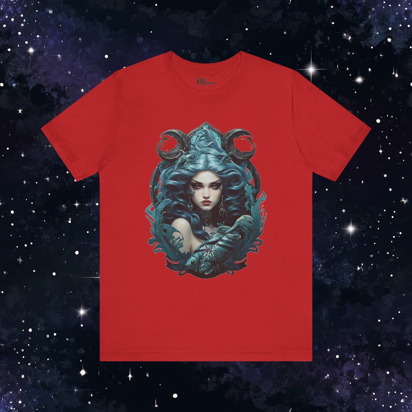 Gothic Pisces Zodiac T-Shirt: Dark Style Graphic Tee (Bella Canvas 3001)