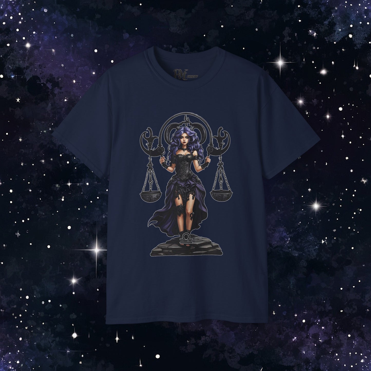 Gothic Libra Zodiac T-Shirt: Dark Style Graphic Tee (Gildan 2000)