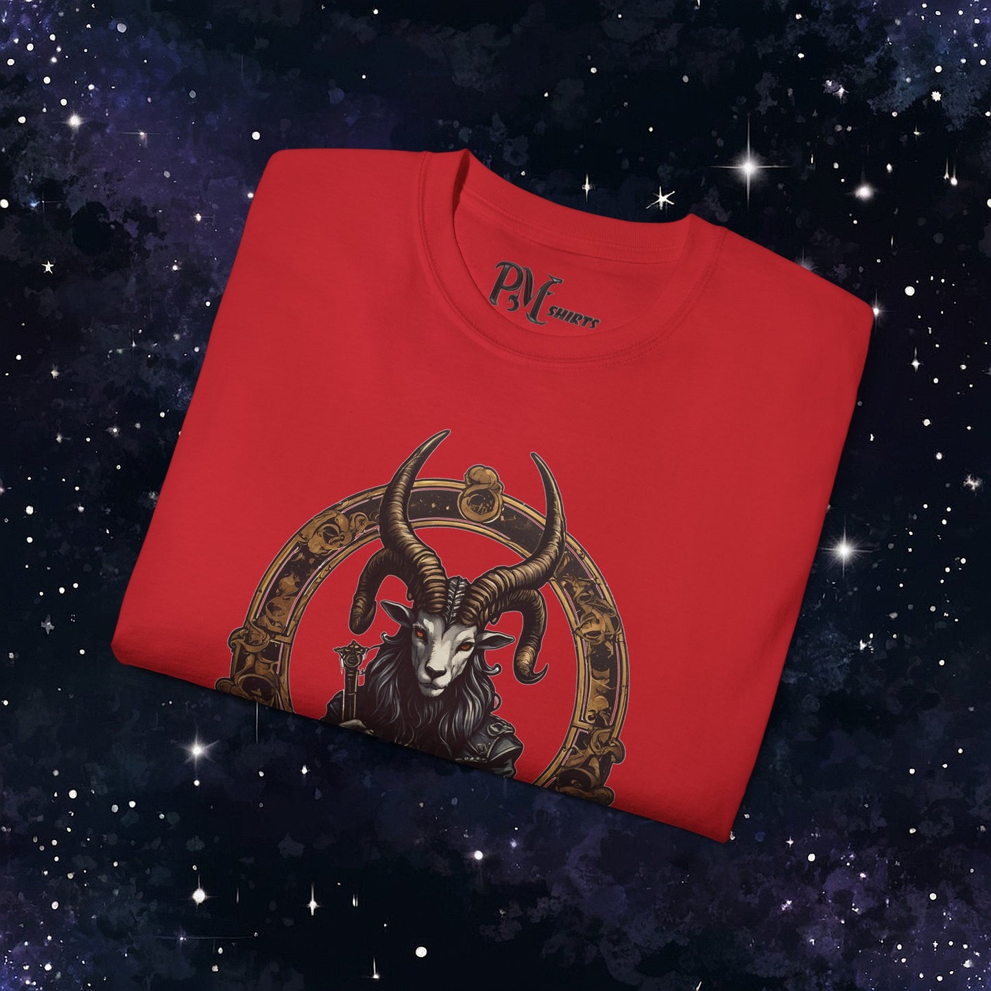 Gothic Capricorn Zodiac T-Shirt - Dark Style with Symbol (Gildan 2000)