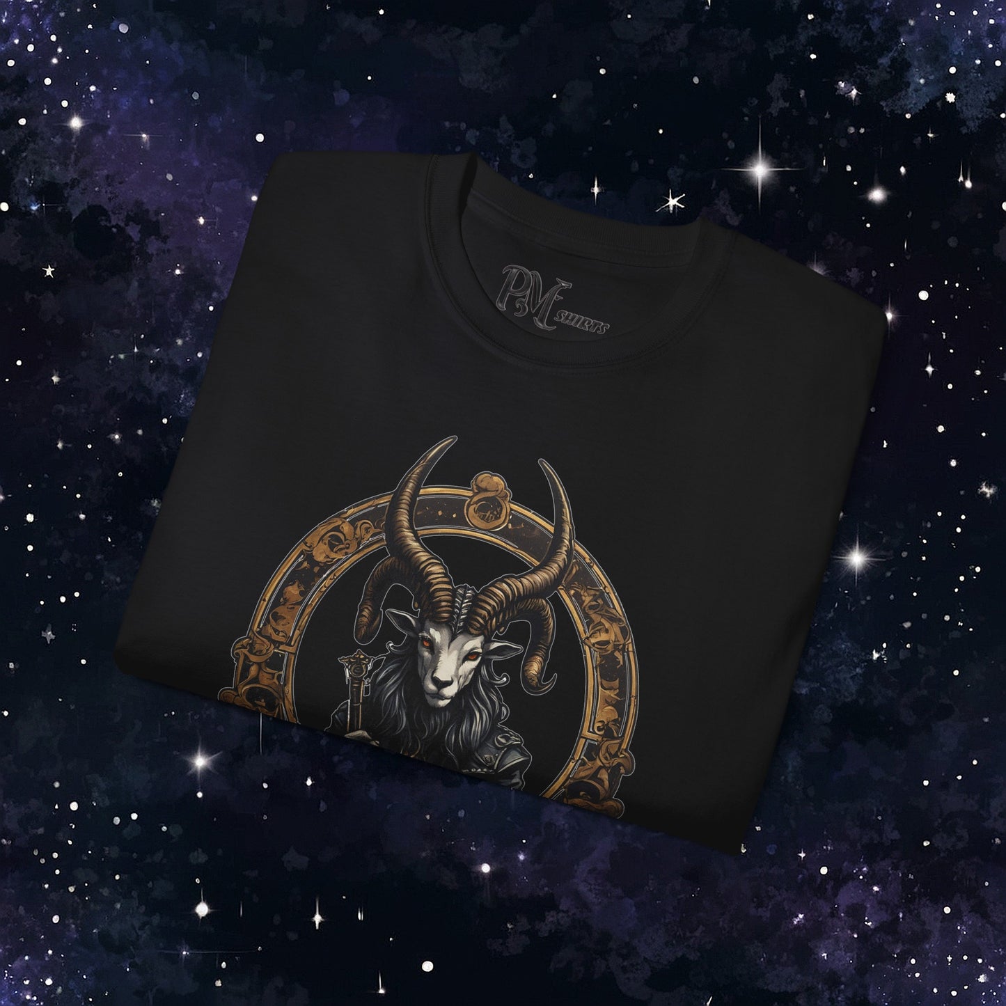 Gothic Capricorn Zodiac T-Shirt - Dark Style with Symbol (Gildan 2000)
