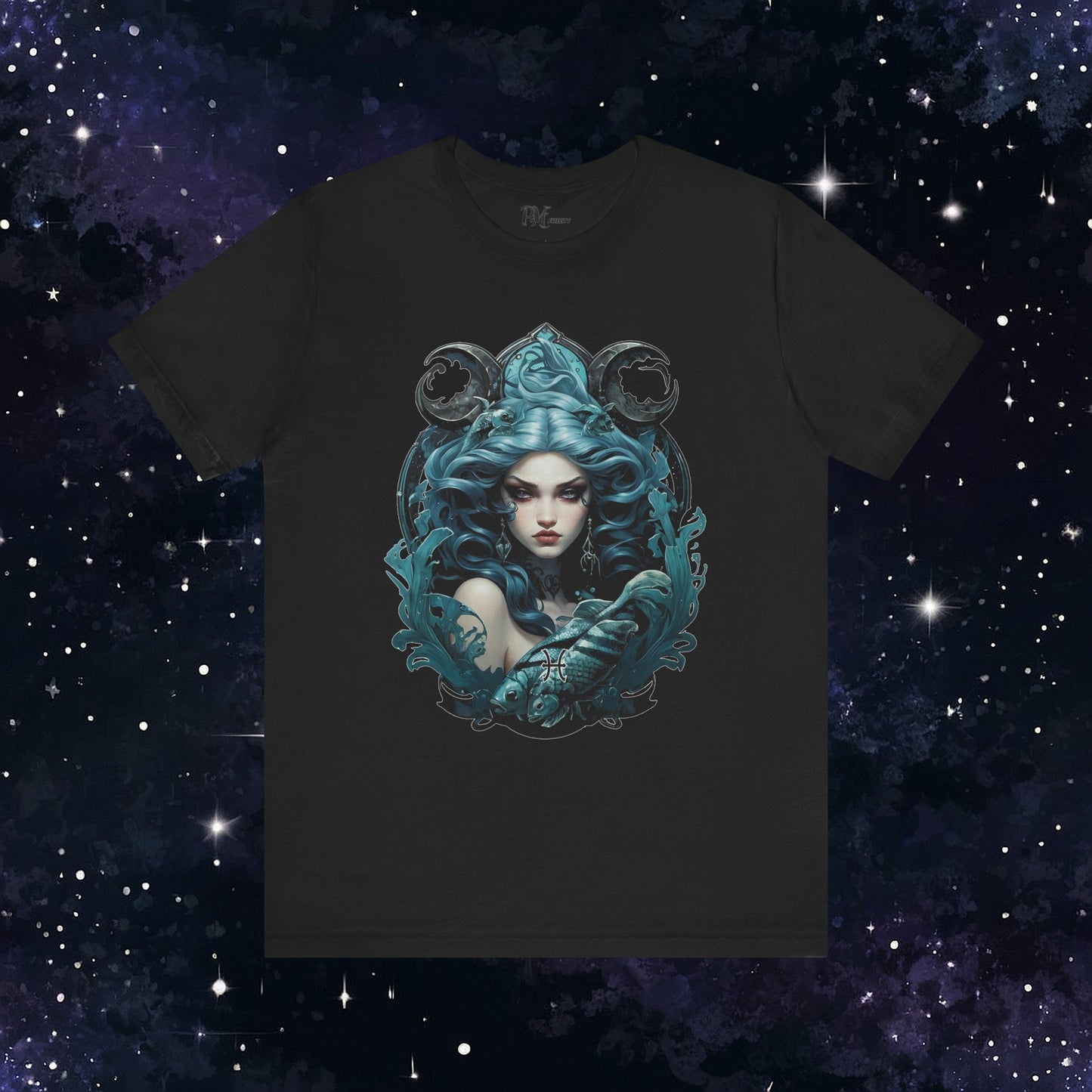 Gothic Pisces Zodiac T-Shirt: Dark Style Graphic Tee (Bella Canvas 3001)