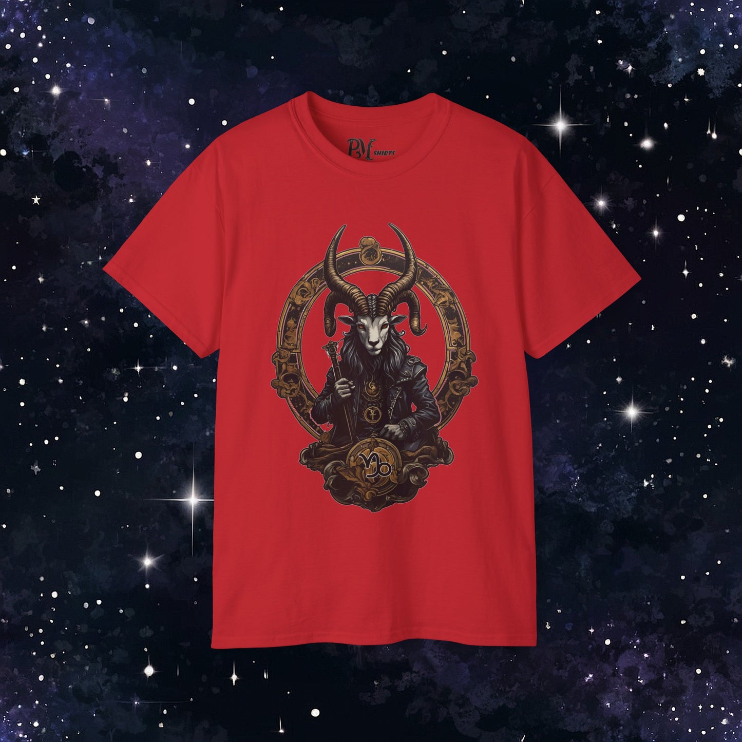 Gothic Capricorn Zodiac T-Shirt - Dark Style with Symbol (Gildan 2000)