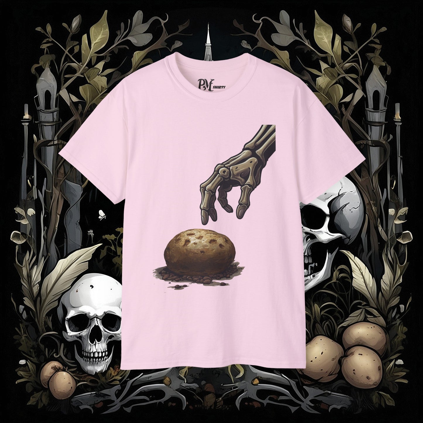 Front and Back Death's Potato Tee (Gildan 2000)