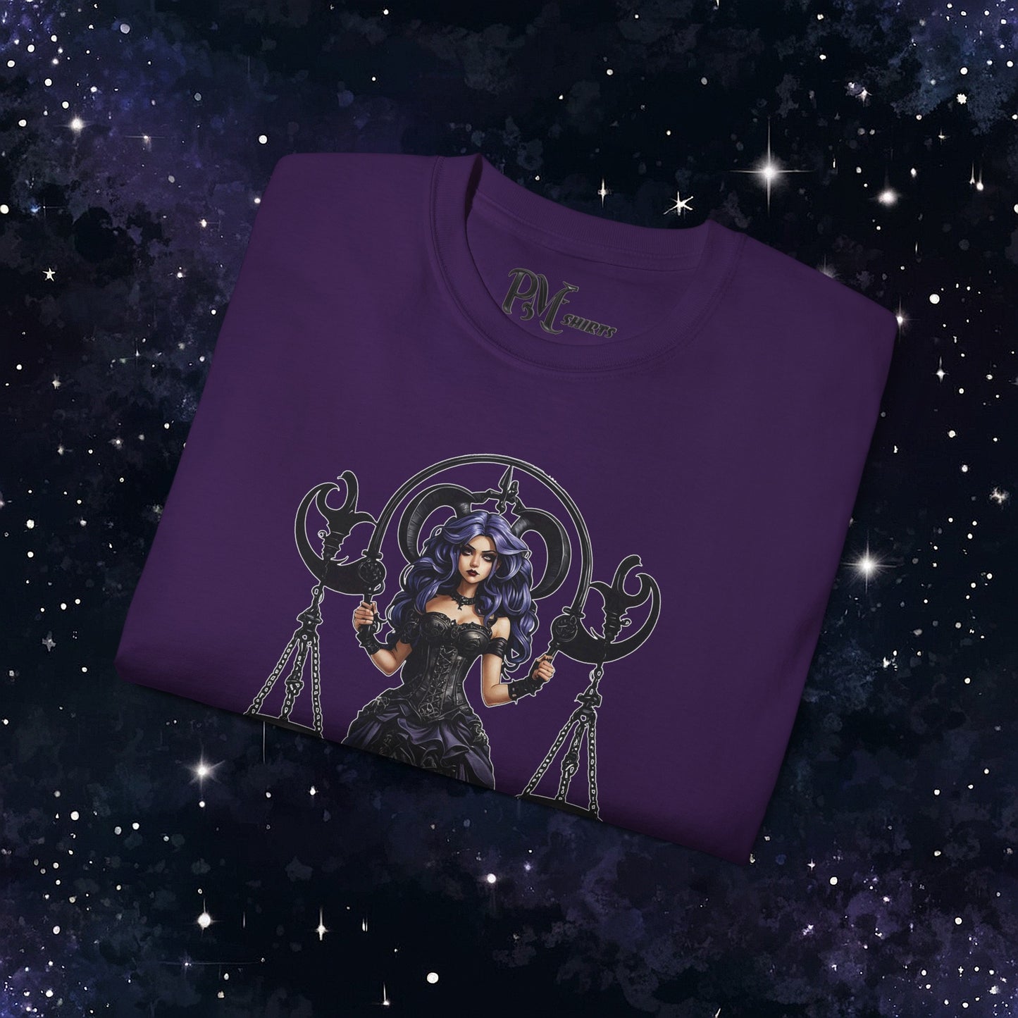 Gothic Libra Zodiac T-Shirt: Dark Style Graphic Tee (Gildan 2000)