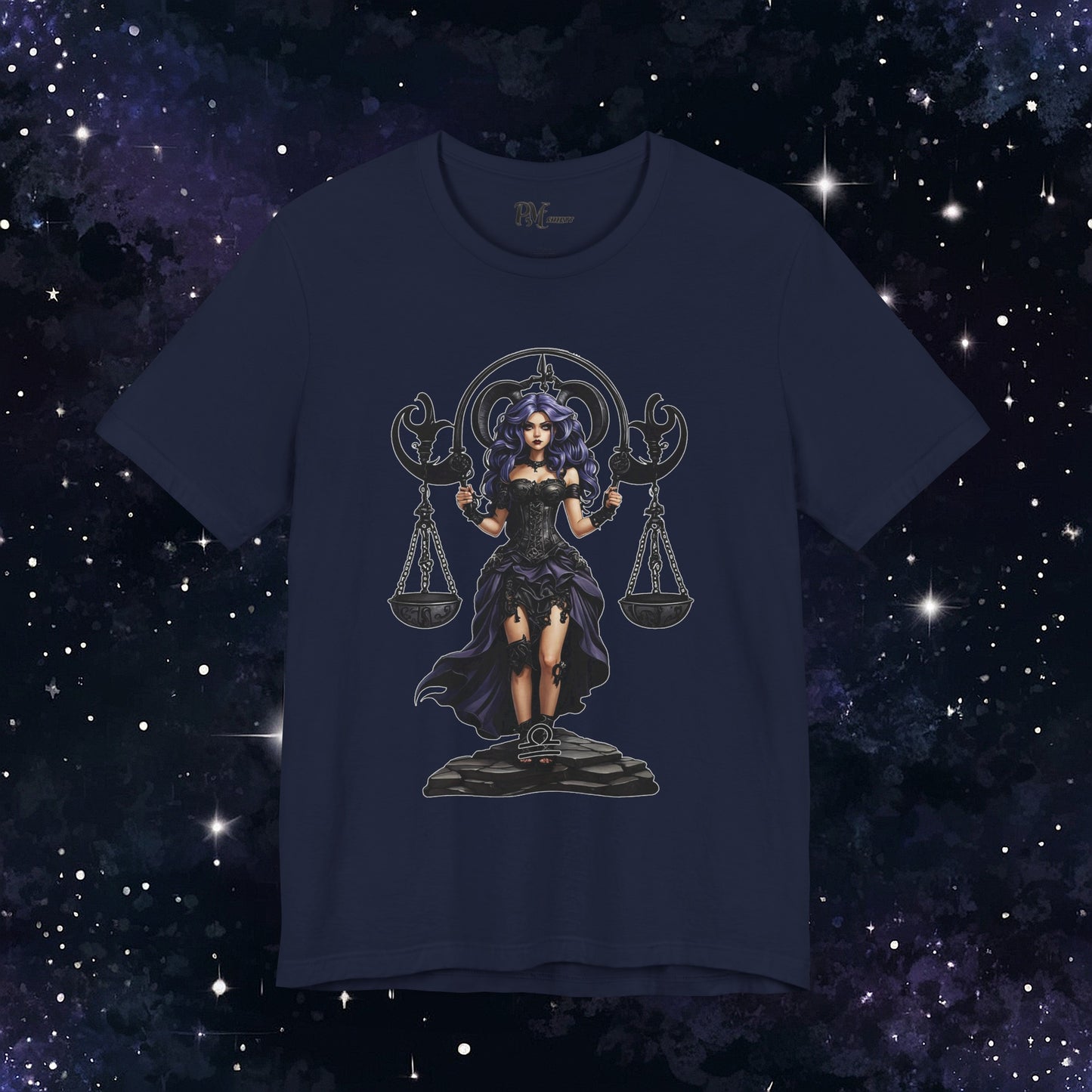 Gothic Libra Zodiac T-Shirt: Dark Style Graphic Tee (Bella Canvas 3001)