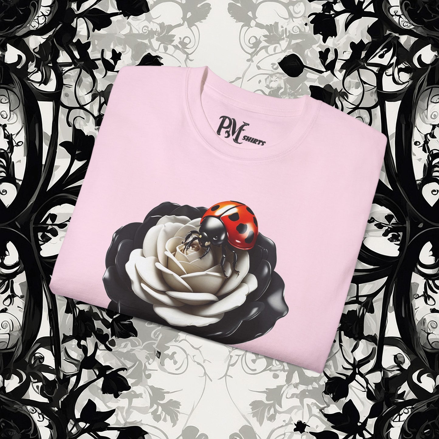 Ladybug on a Rose Tee (Gildan 2000)