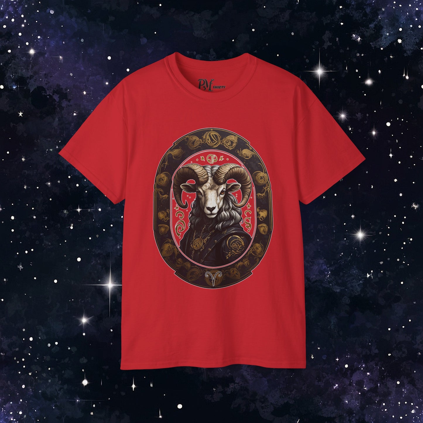Gothic Aries Zodiac T-Shirt: Dark Style Graphic Tee (Gildan 2000)