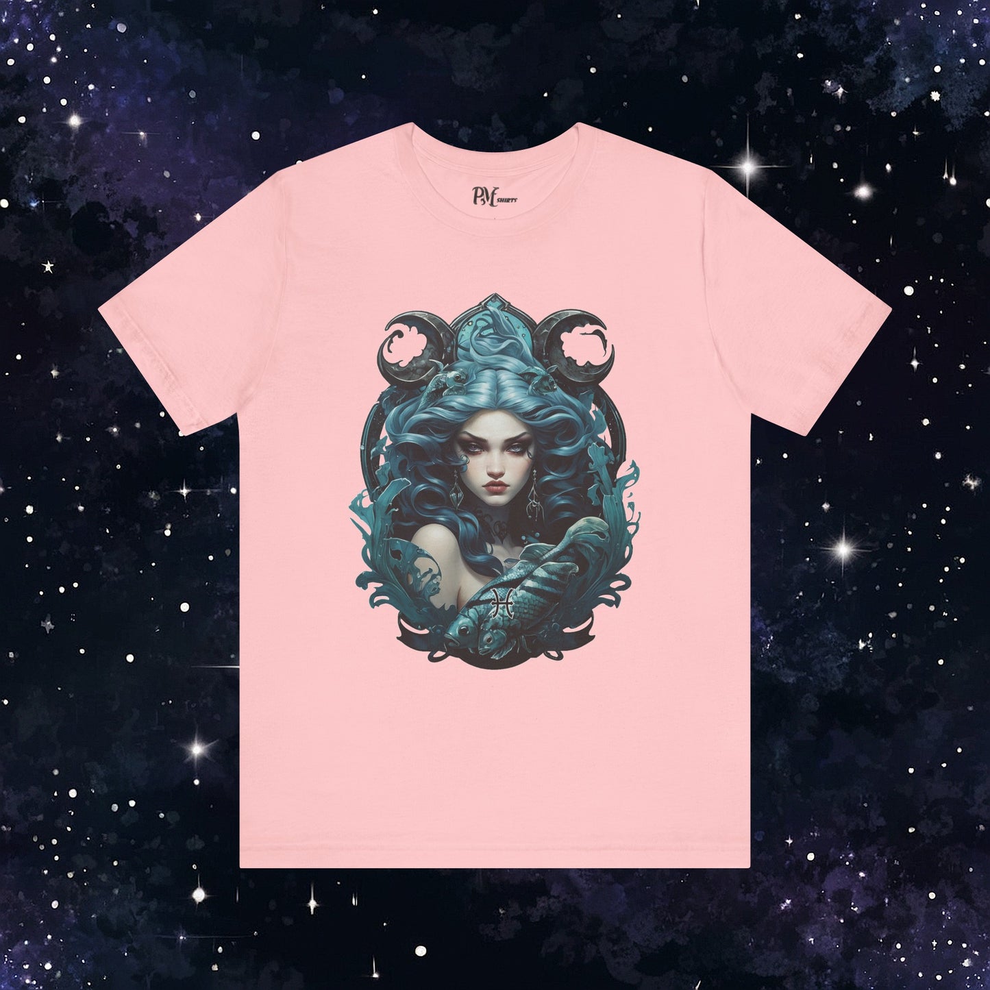 Gothic Pisces Zodiac T-Shirt: Dark Style Graphic Tee (Bella Canvas 3001)