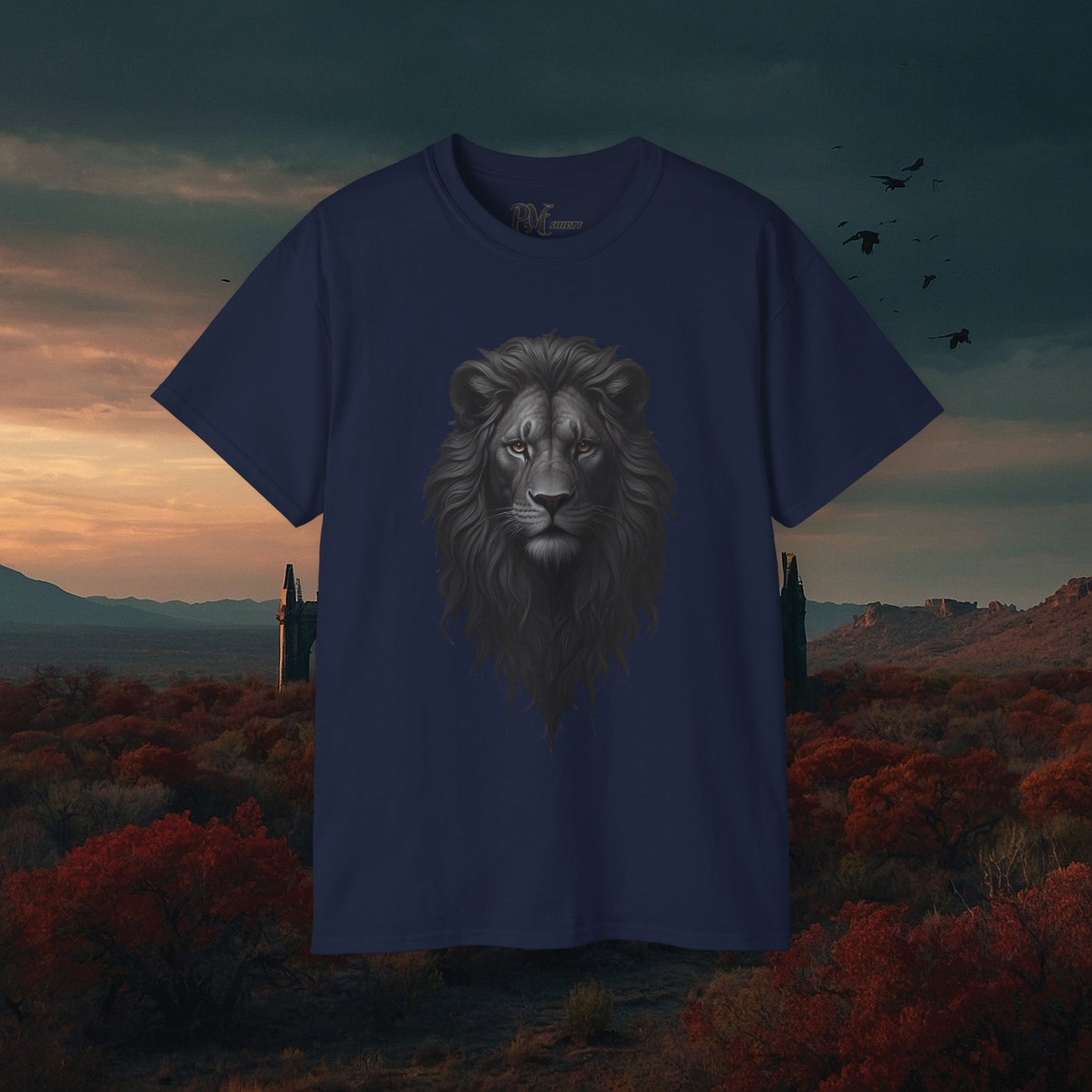 Gothic Lion Head T-Shirt: Dark Style Tee (Gildan 2000)