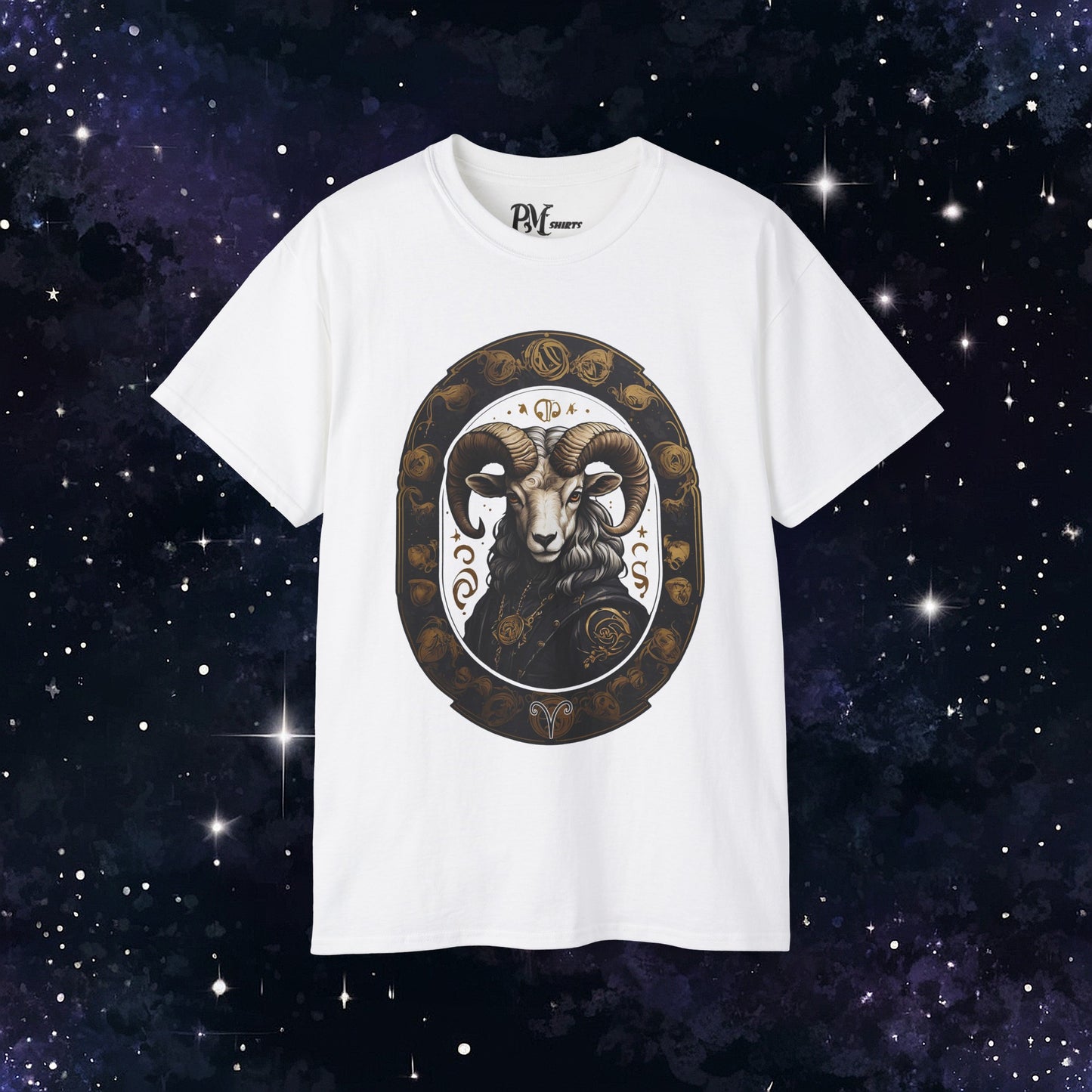 Gothic Aries Zodiac T-Shirt: Dark Style Graphic Tee (Gildan 2000)