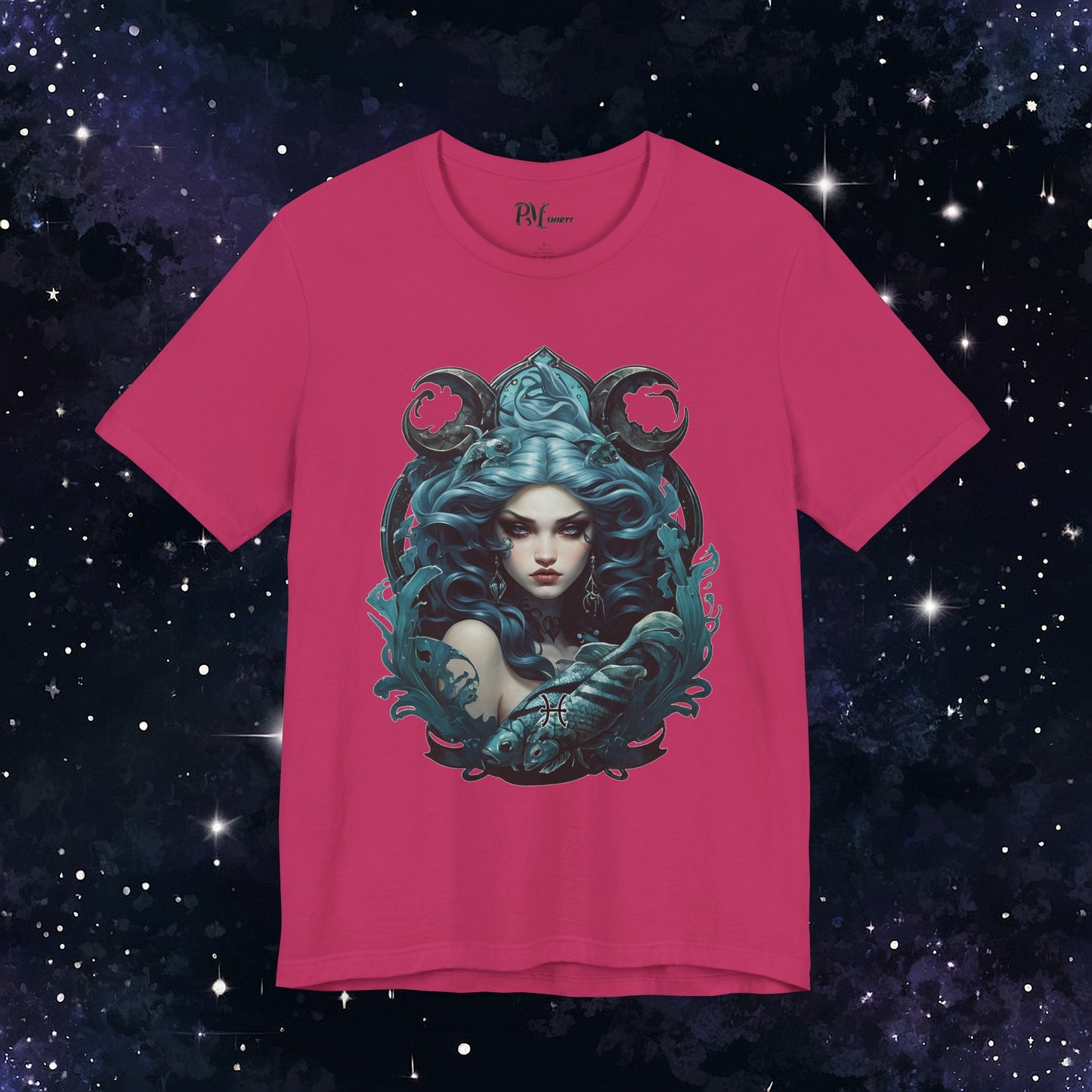 Gothic Pisces Zodiac T-Shirt: Dark Style Graphic Tee (Bella Canvas 3001)