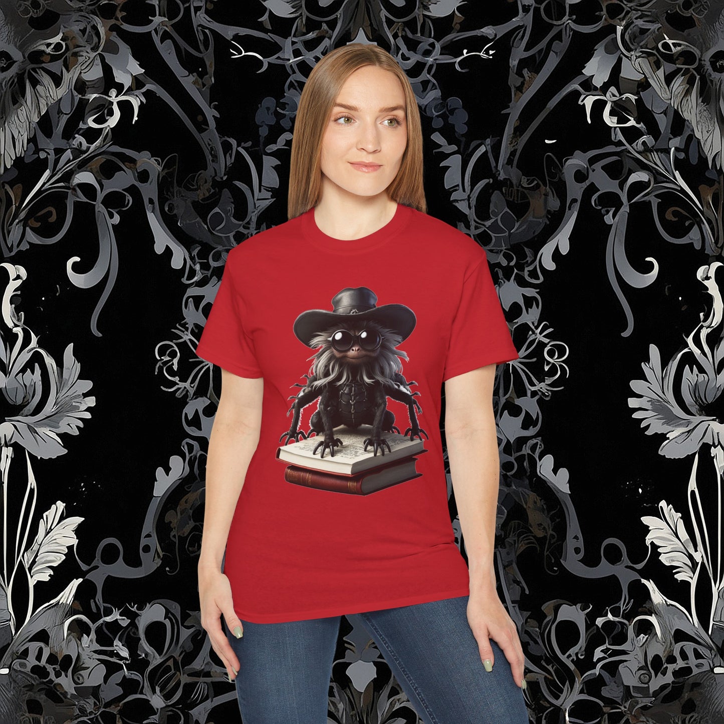 Goth Reading Spider T-Shirt | Dark Fantasy Tee (Gildan 2000)
