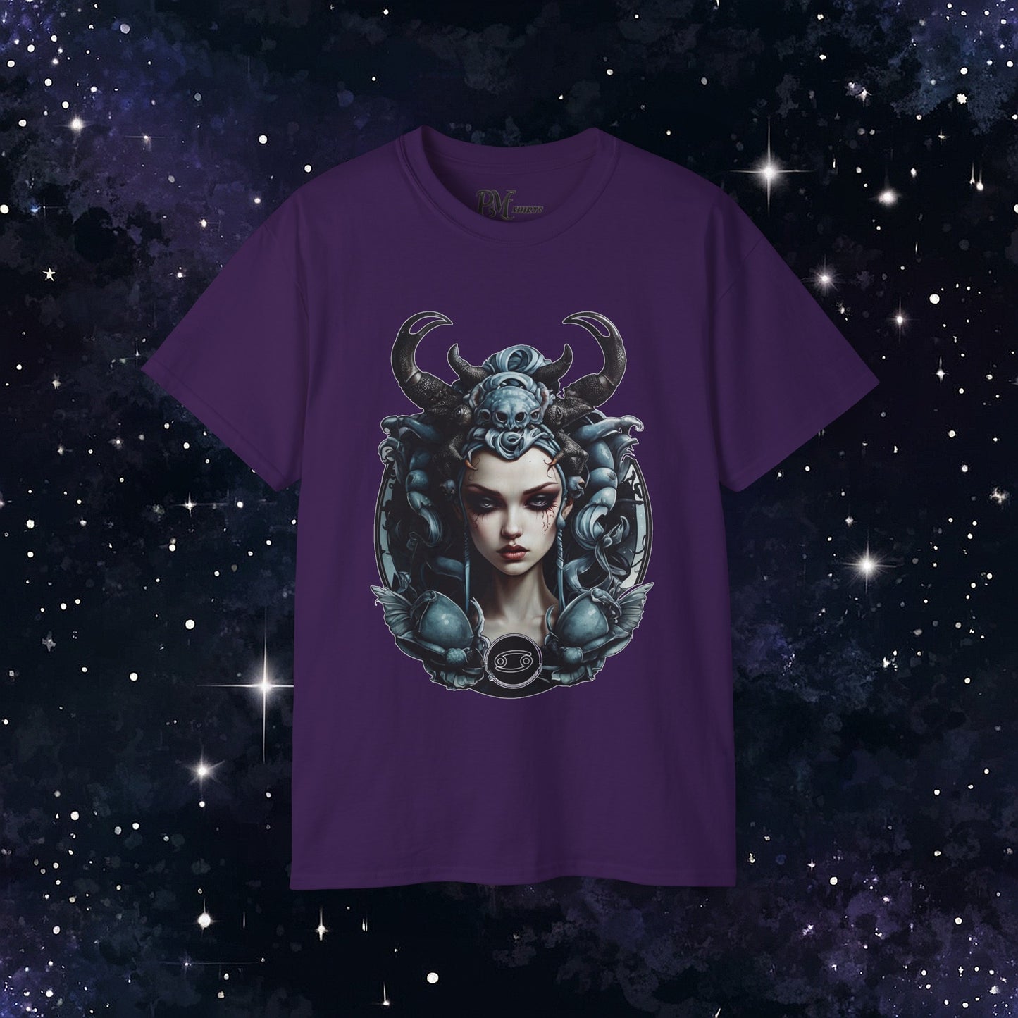 Gothic Cancer Zodiac T-Shirt - Dark Style with Symbol (Gildan 2000)