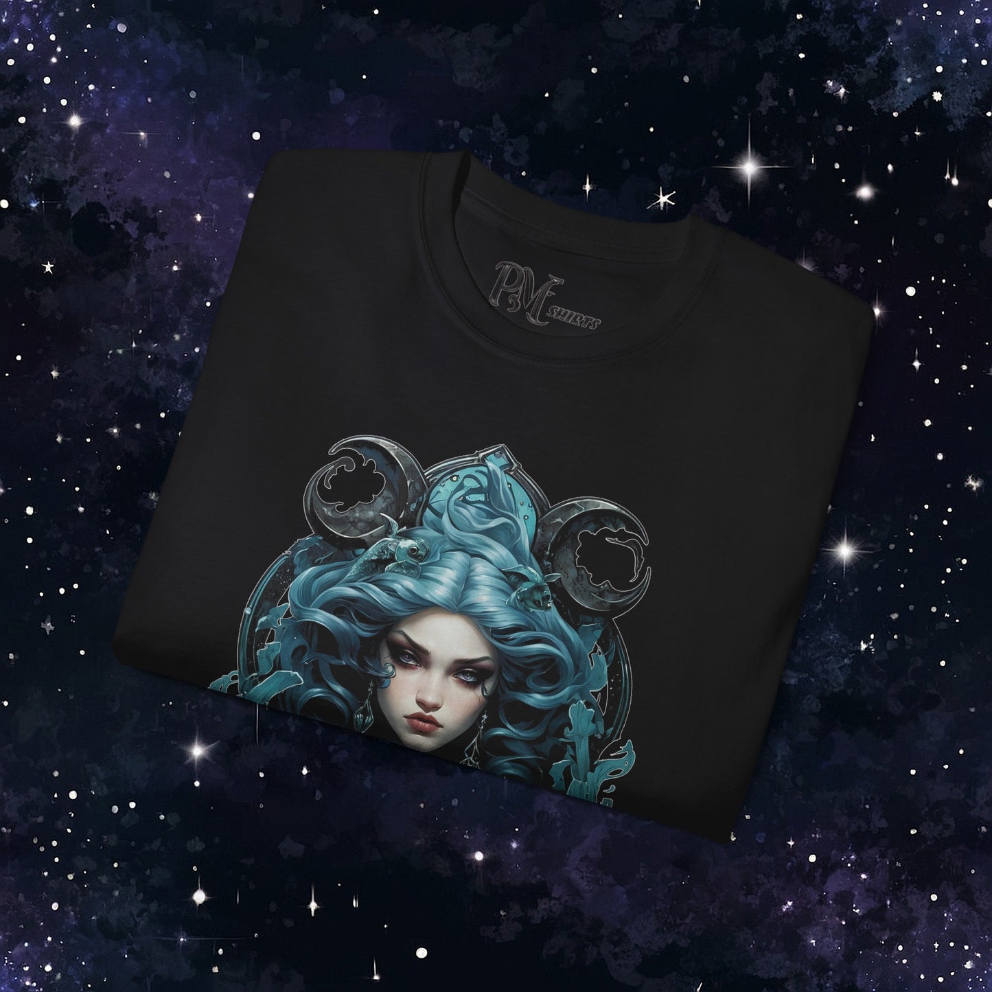 Gothic Pisces Zodiac T-Shirt: Dark Style Graphic Tee (Gildan 2000)