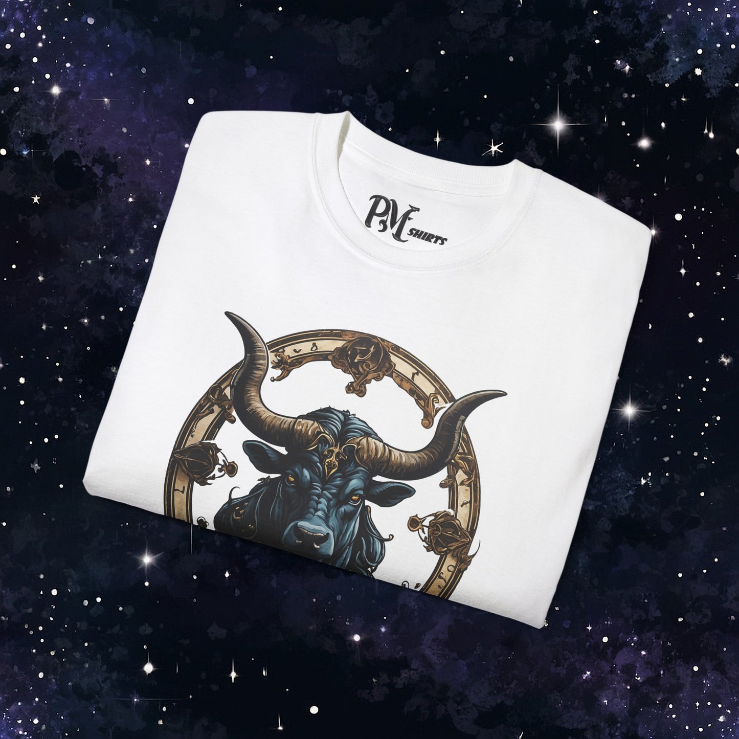 Gothic Taurus Zodiac T-Shirt: Dark Style Graphic Tee (Gildan 2000)