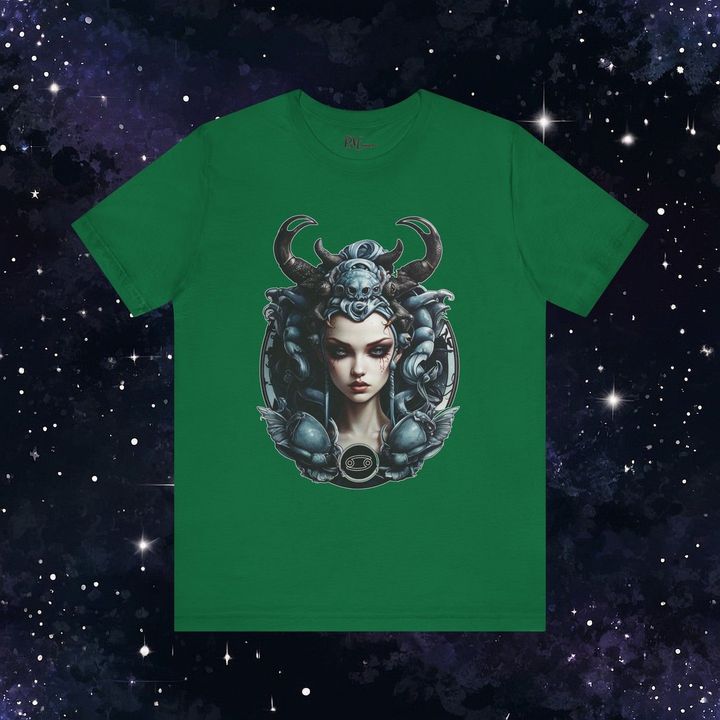 Gothic Cancer Zodiac T-Shirt - Dark Style with Symbol (Bella Canvas 3001)