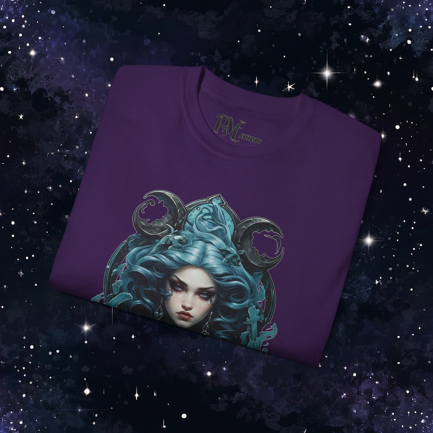Gothic Pisces Zodiac T-Shirt: Dark Style Graphic Tee (Gildan 2000)