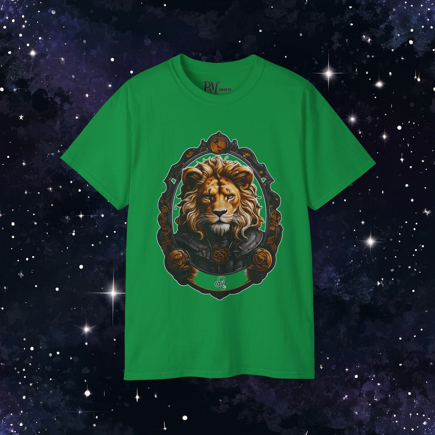 Gothic Leo Zodiac T-Shirt: Dark Style Graphic Tee (Gildan 2000)
