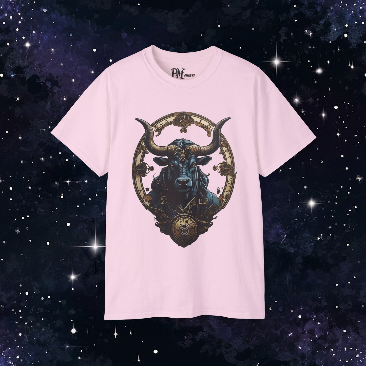 Gothic Taurus Zodiac T-Shirt: Dark Style Graphic Tee (Gildan 2000)