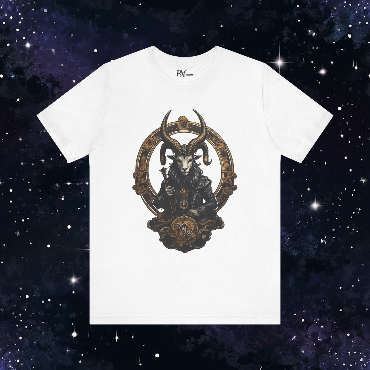 Gothic Capricorn Zodiac T-Shirt - Dark Style with Symbol (Bella Canvas 3001)