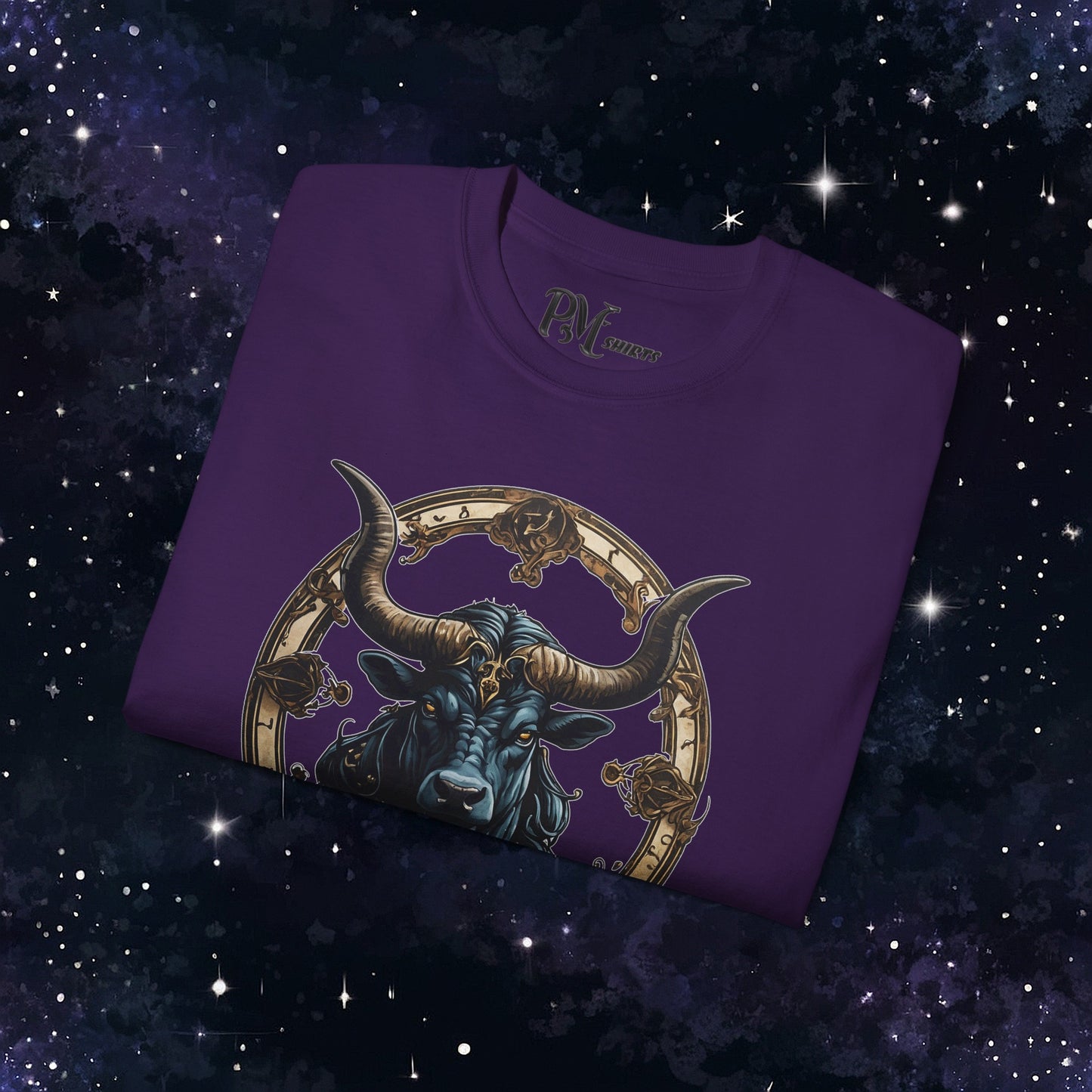 Gothic Taurus Zodiac T-Shirt: Dark Style Graphic Tee (Gildan 2000)