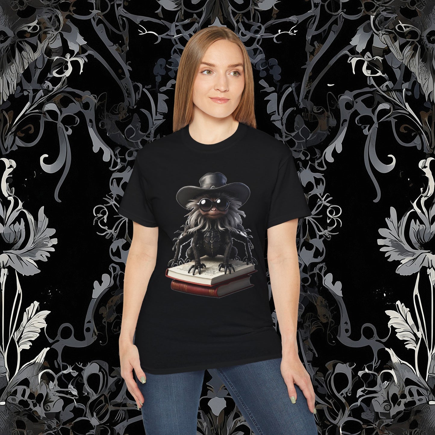 Goth Reading Spider T-Shirt | Dark Fantasy Tee (Gildan 2000)