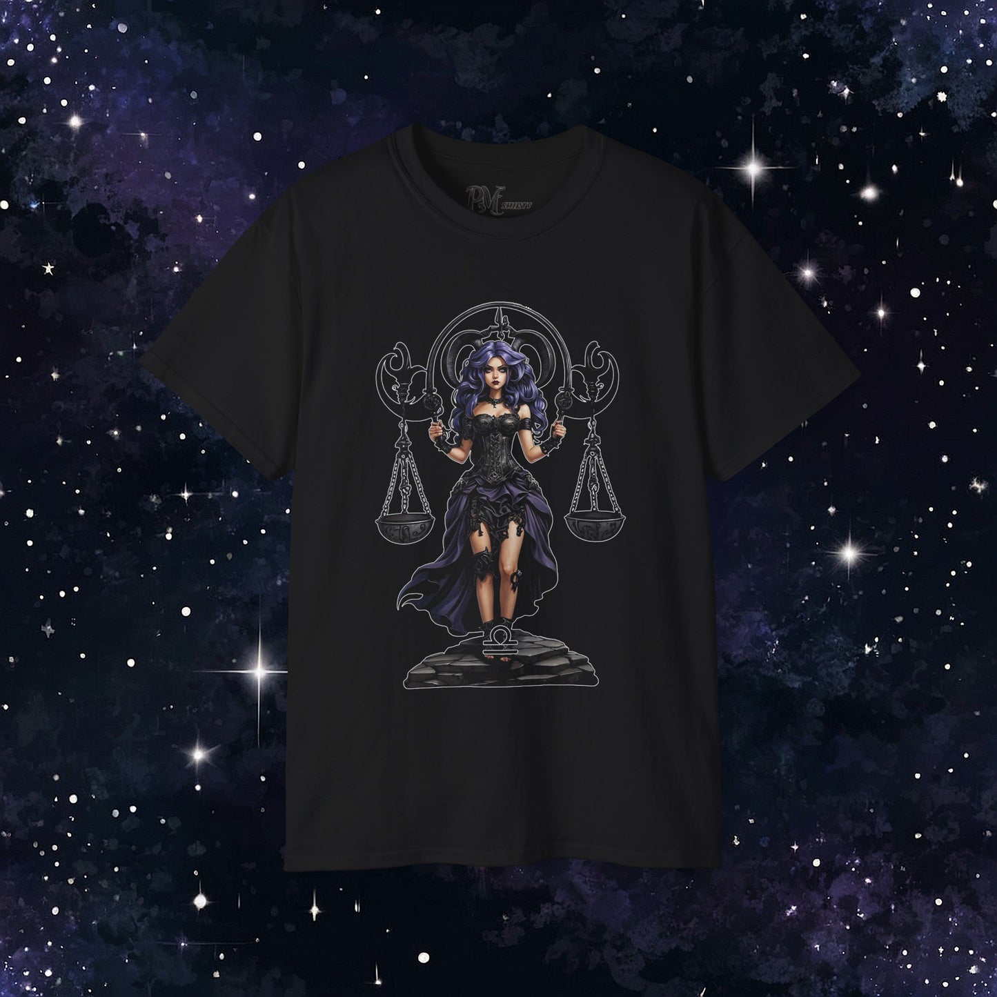 Gothic Libra Zodiac T-Shirt: Dark Style Graphic Tee (Gildan 2000)