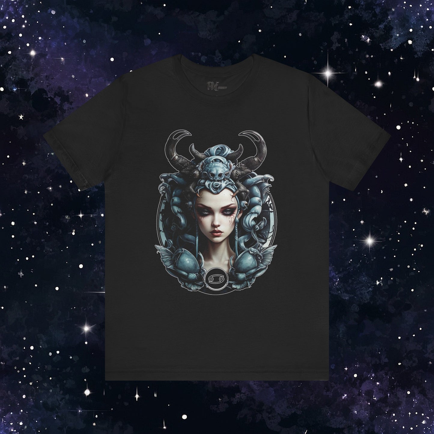 Gothic Cancer Zodiac T-Shirt - Dark Style with Symbol (Bella Canvas 3001)
