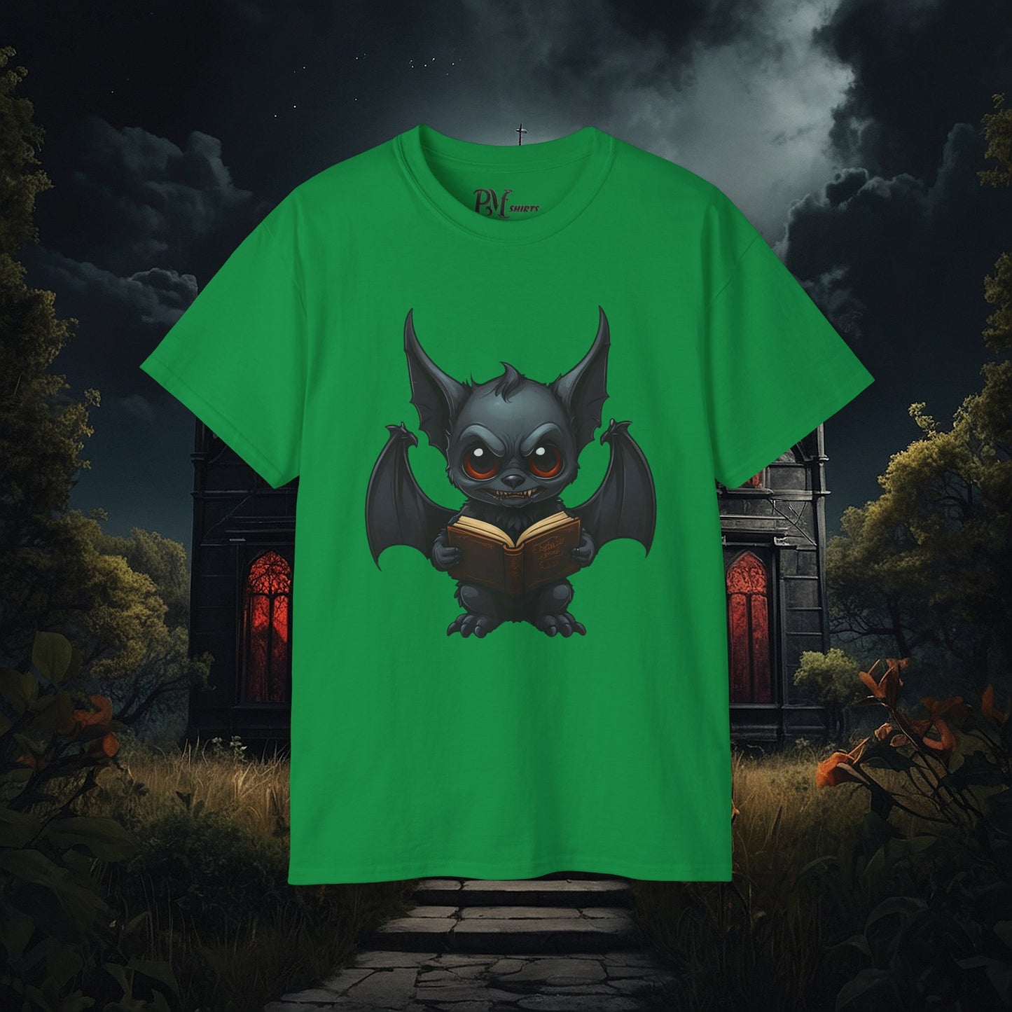 Gothic Bat Reading T-Shirt (Gildan 2000)
