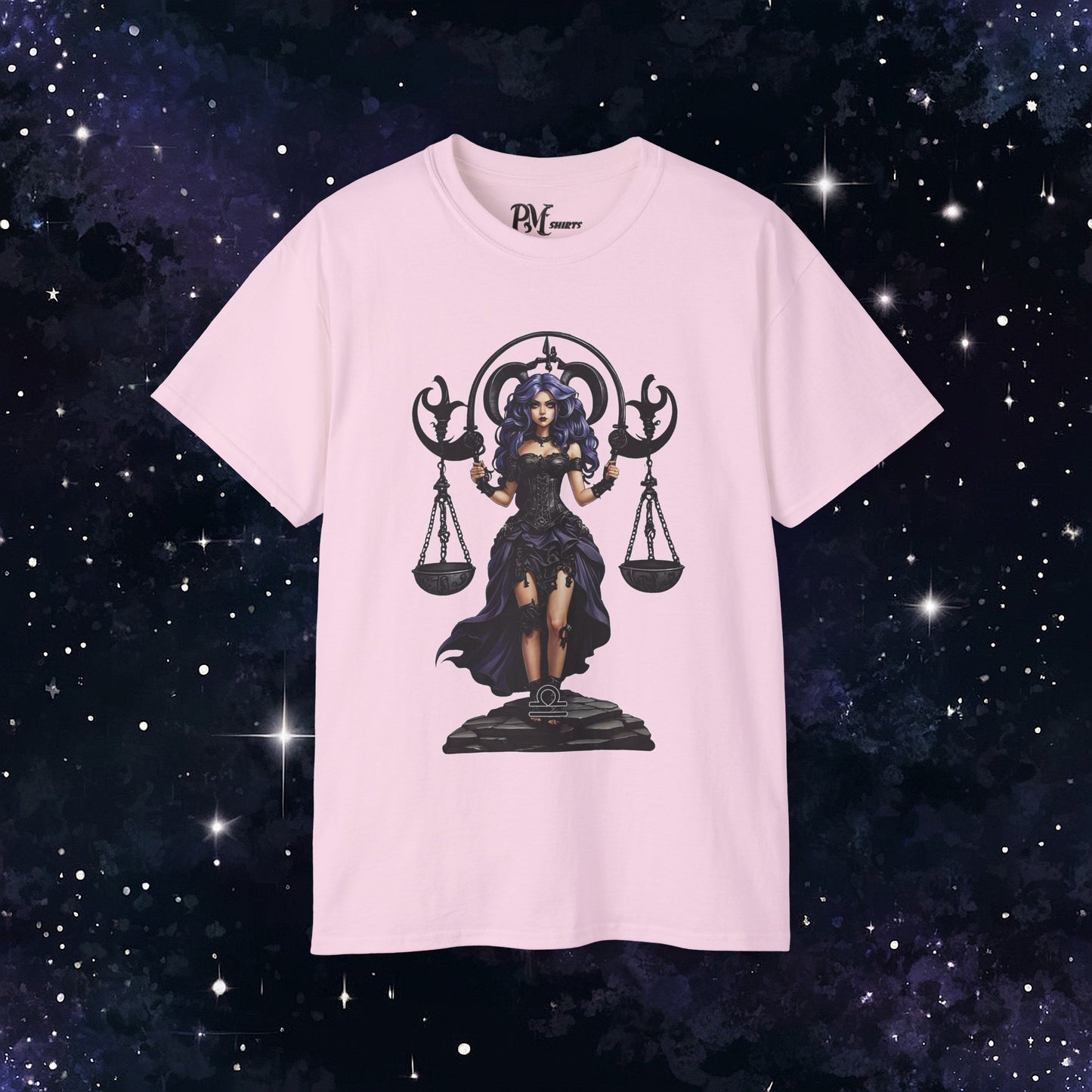 Gothic Libra Zodiac T-Shirt: Dark Style Graphic Tee (Gildan 2000)