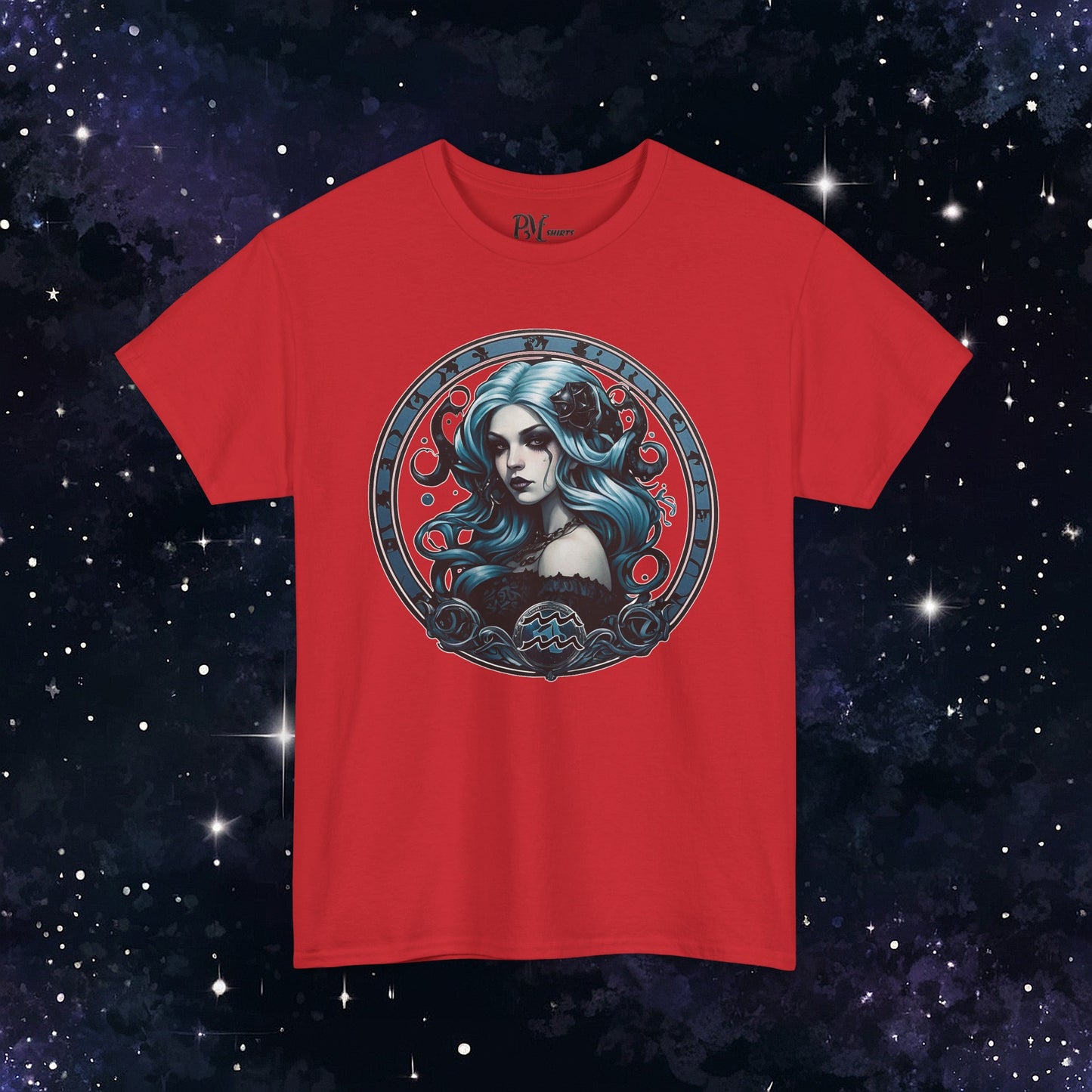 Gothic Aquarius Zodiac T-Shirt: Dark Style Graphic Tee